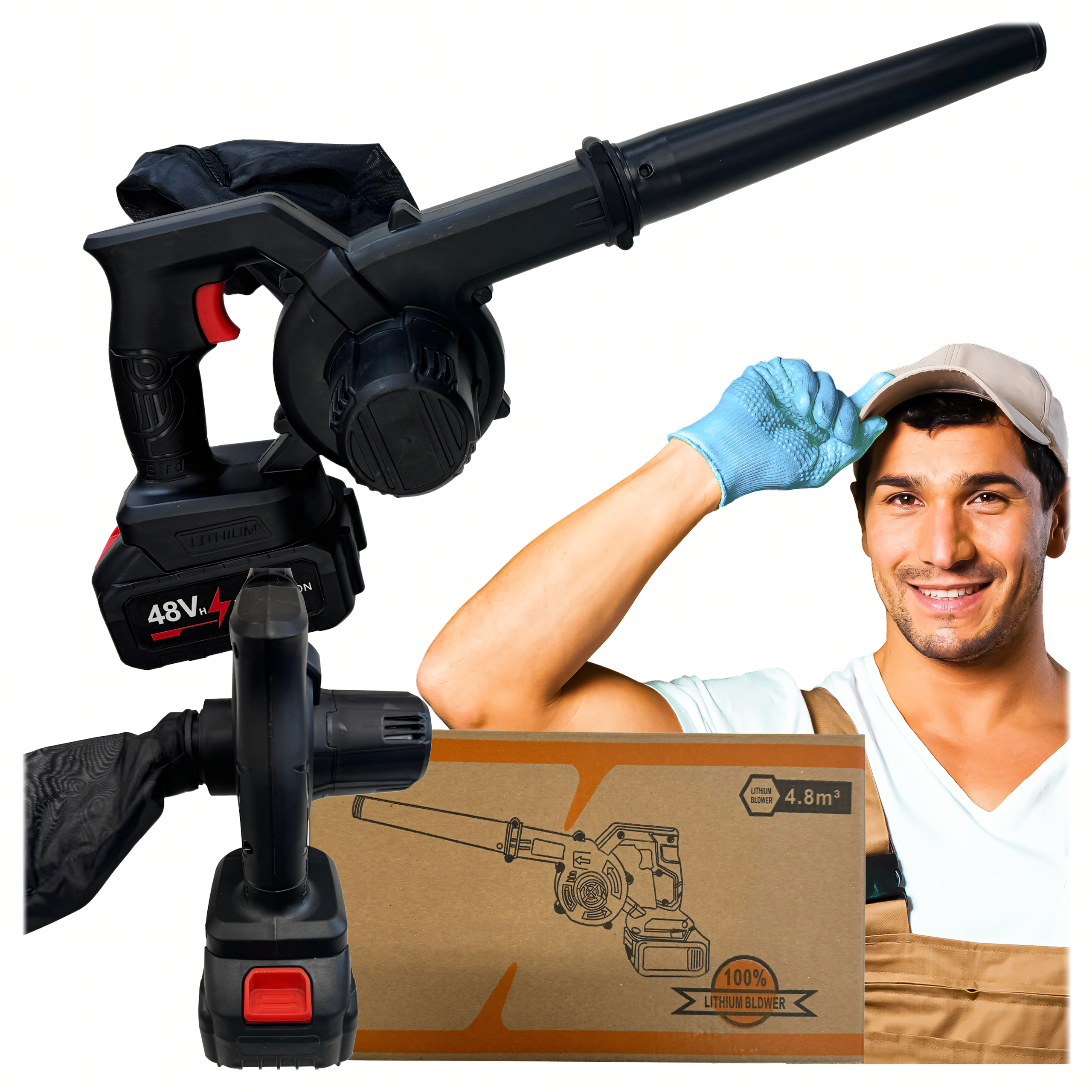 Mocna Dmuchawa Akumulatorowa Ręczna Odkurzacz Ogrodowy do Liści 2w1