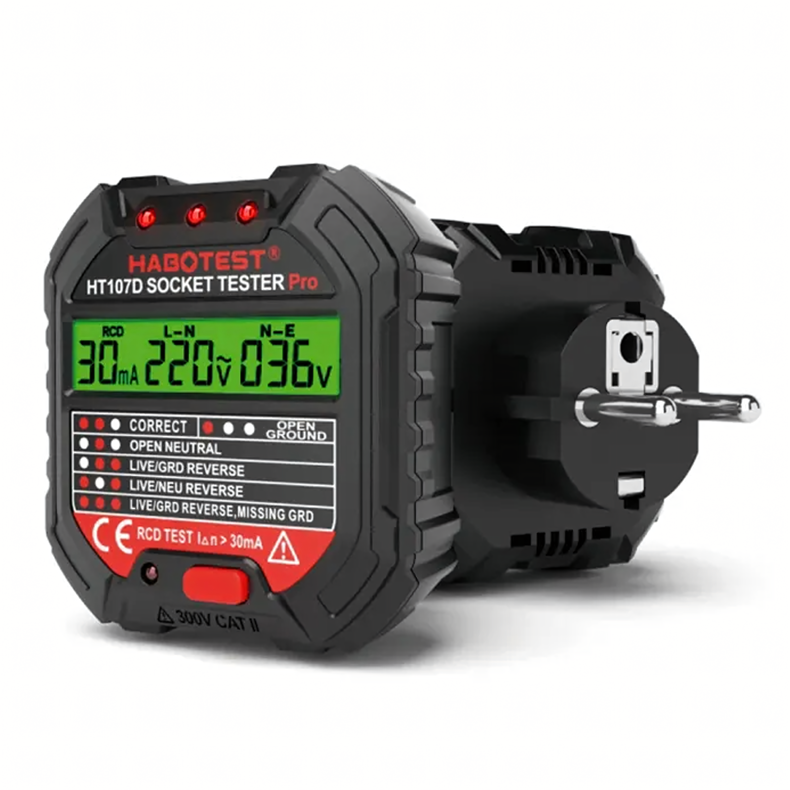 Tester Napięcia Gniazd Sieciowych Elektrycznych Gniazdek Kontaktów LCD RCD - obrazek 2