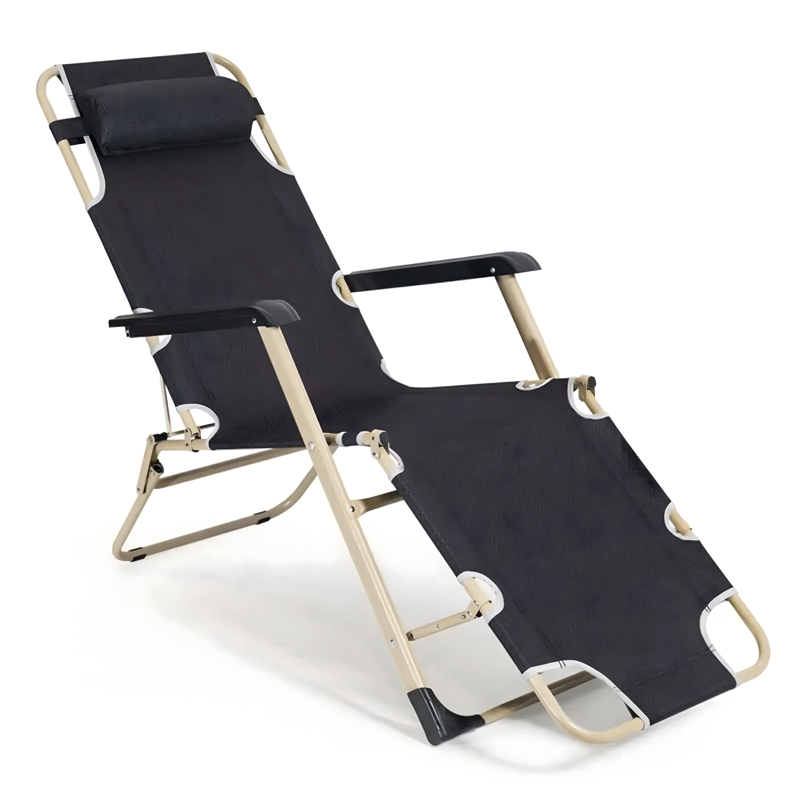 Leżak Ogrodowy Plażowy Turystyczny Składany Grawitacyjny Gruba Poduszka - obrazek 4