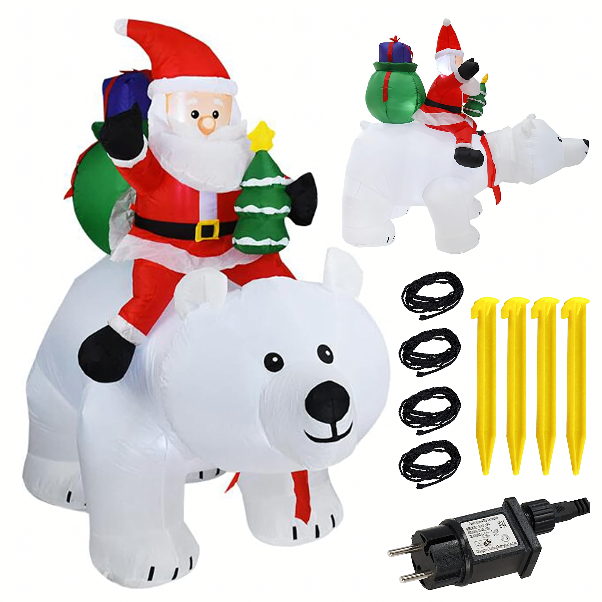 Dekoracja Świąteczna Mikołaj Dmuchany na Niedźwiedziu Misiu Led XXL 210cm