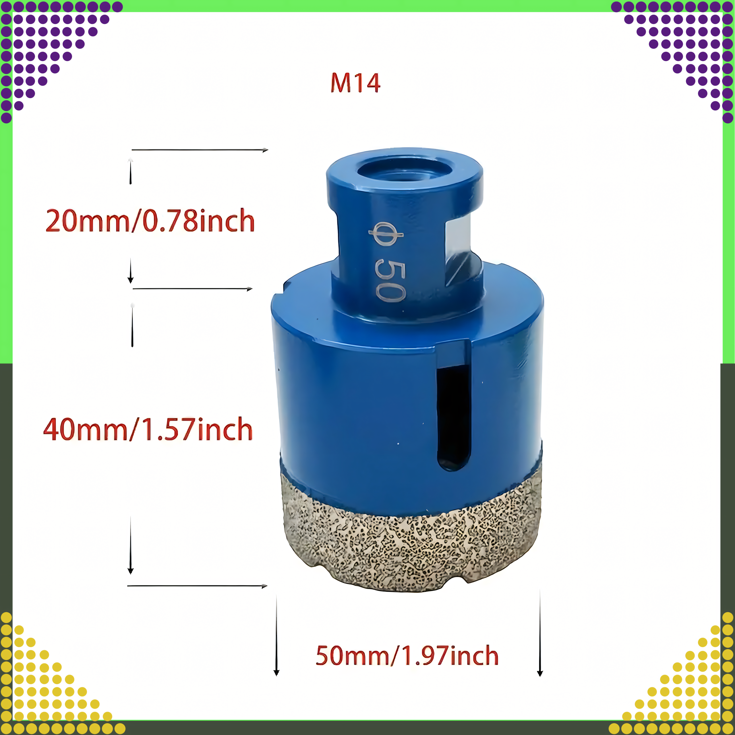 Zestaw Otwornic Koronki Wiertła Diamentowe do Gresu Płytek 6-68mm Walizka - obrazek 5