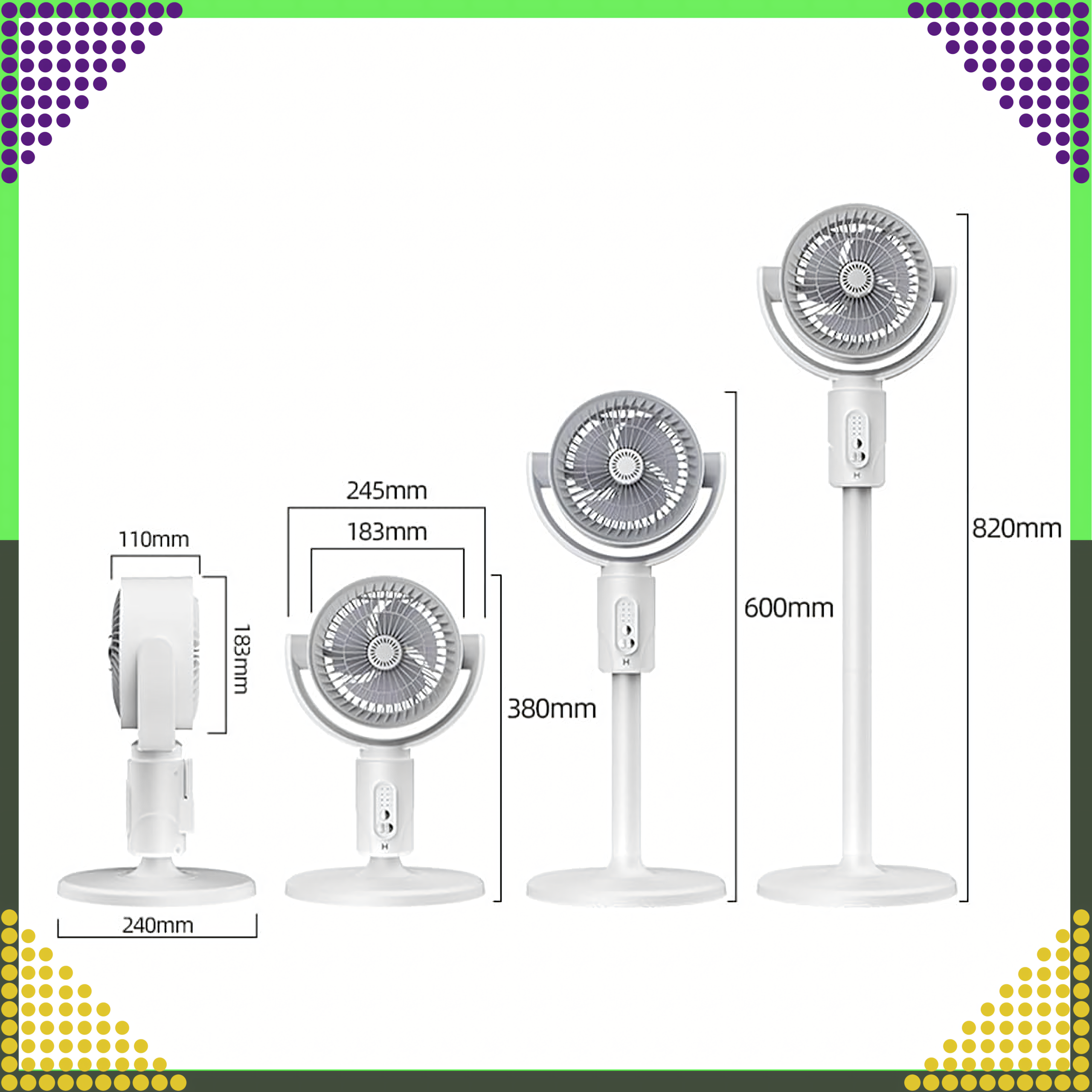 Wiatrak Bezprzewodowy Wentylator Stojący Tarasowy Podłogowy Biurowy Pilot - obrazek 5