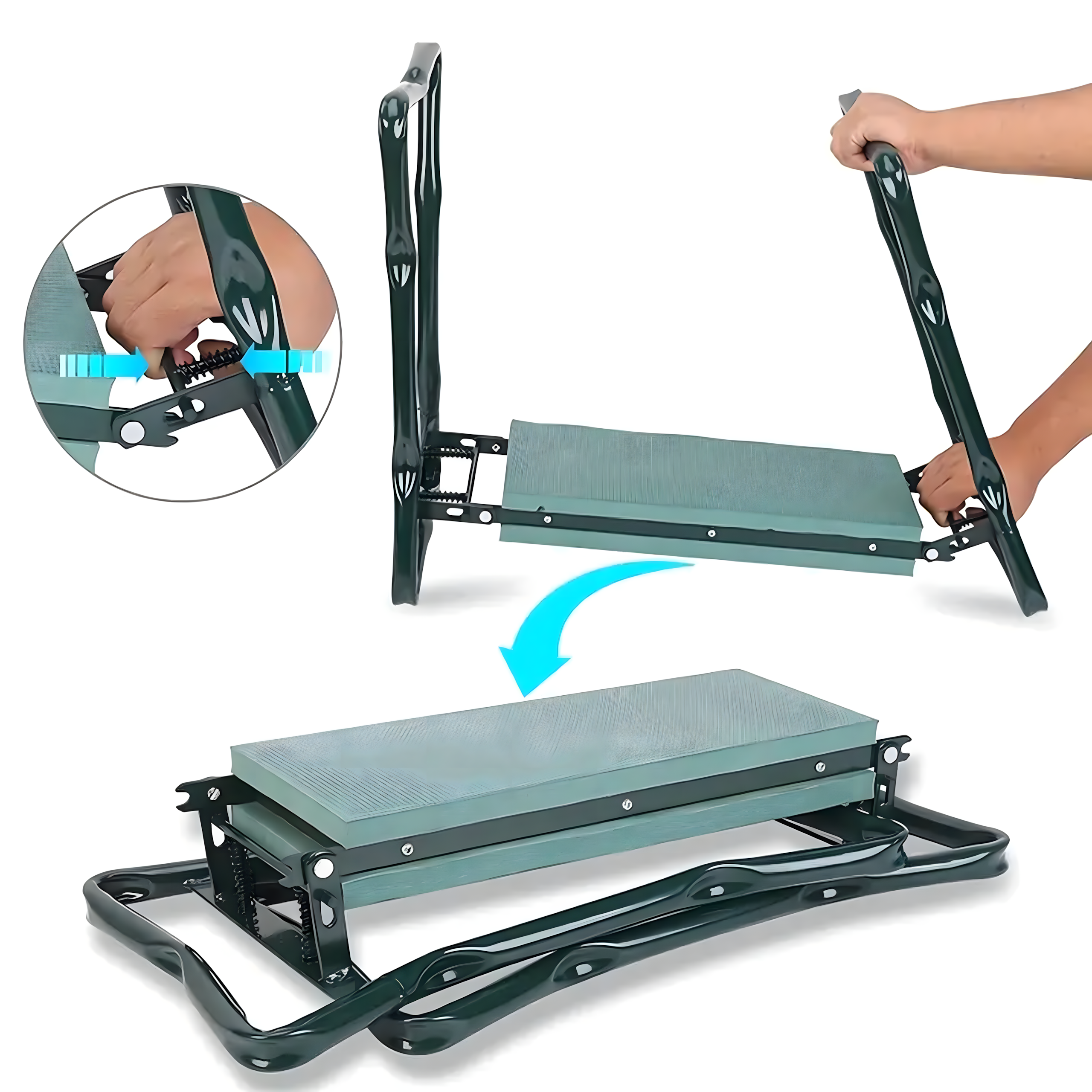 Klęcznik Taboret Ogrodowy Składany Krzeszło Stołek 3w1 + 2 x Przybornik - obrazek 5