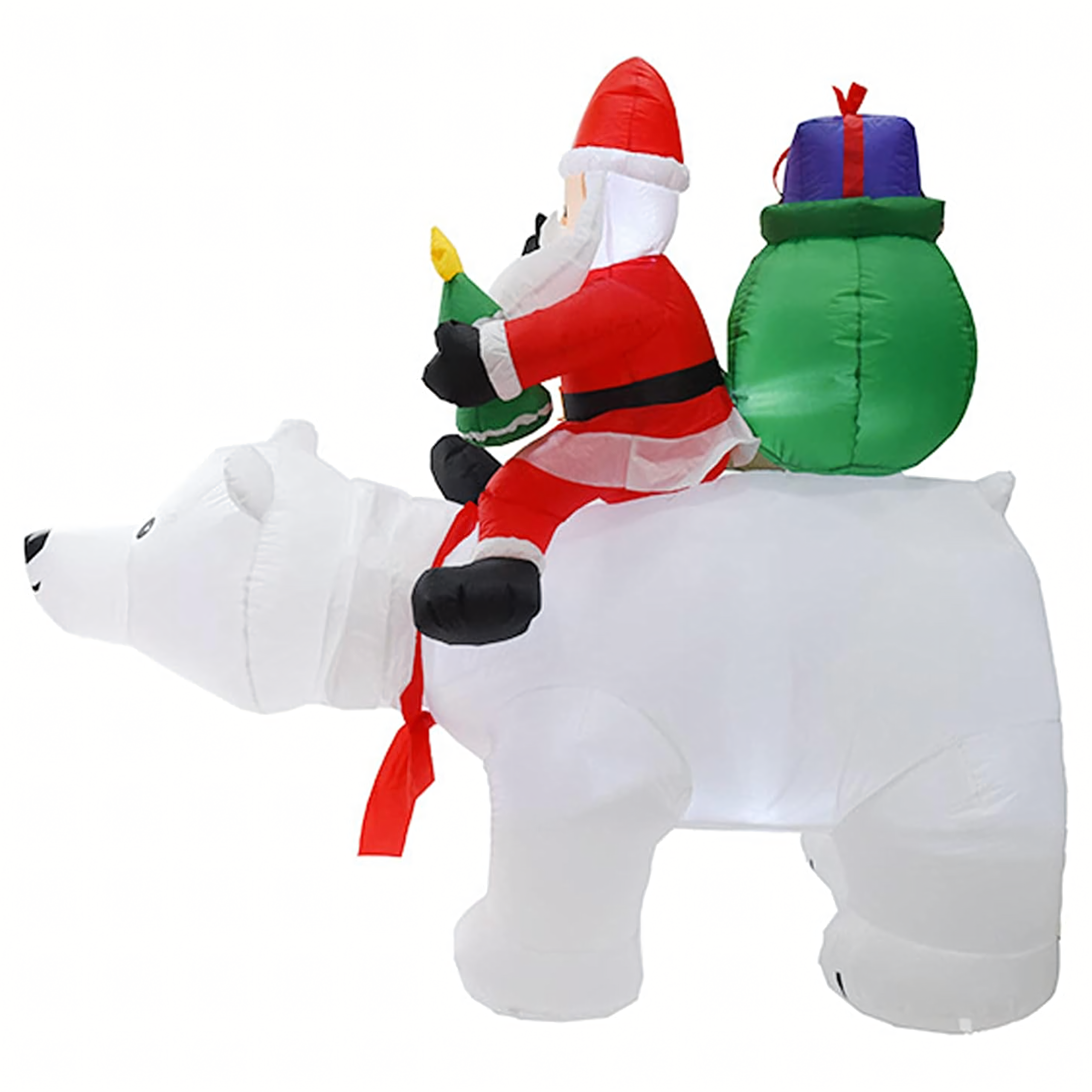 Dekoracja Świąteczna Mikołaj Dmuchany na Niedźwiedziu Misiu Led XXL 210cm - obrazek 4