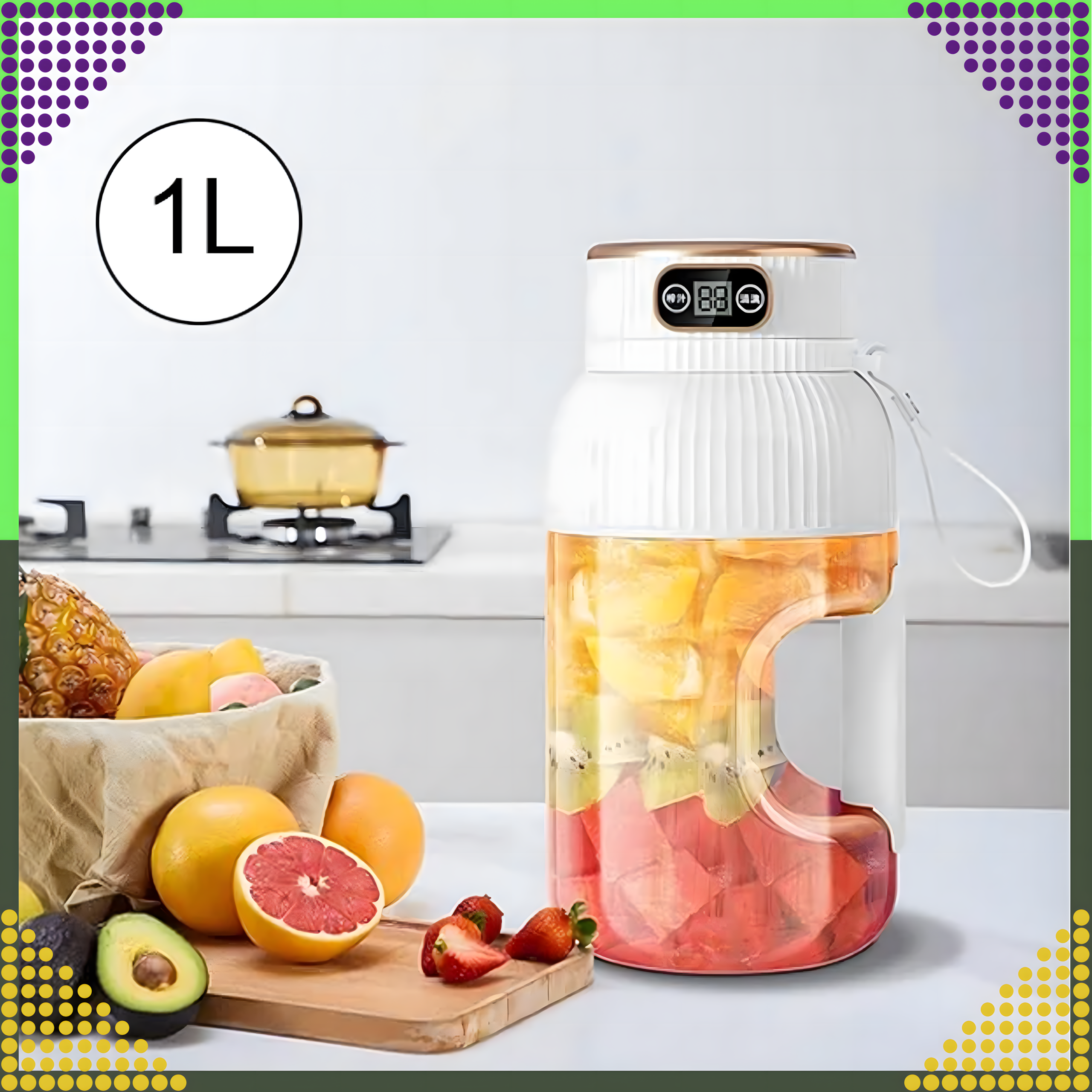 Przenośny Blender Bezprzewodowy Mikser do Napojów Owoców Smoothie 1L - obrazek 4