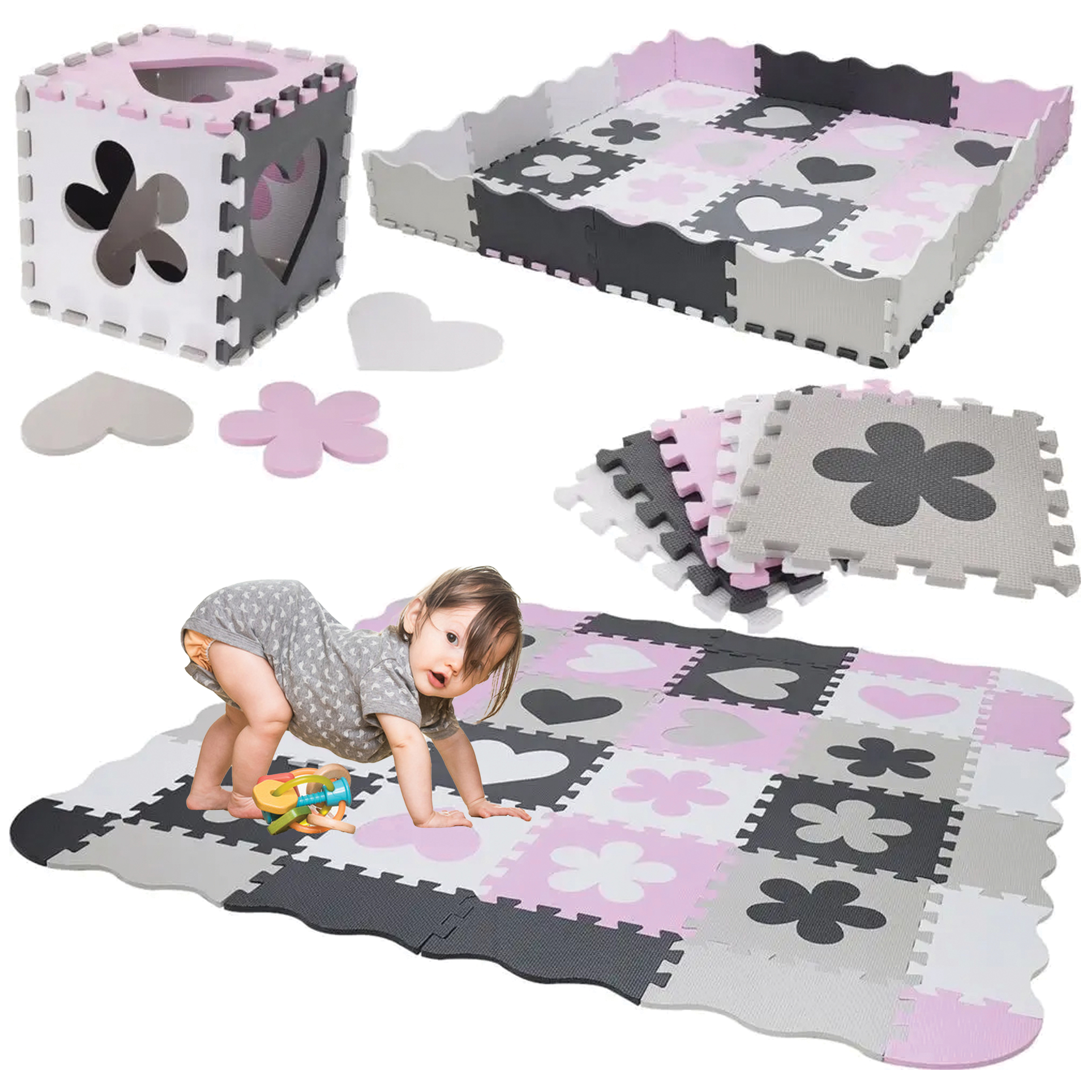 MATA PIANKOWA EDUKACYJNA OCHRONNA KOJEC DLA DZIECI 36 ELEMENTÓW 3W1 - obrazek 2