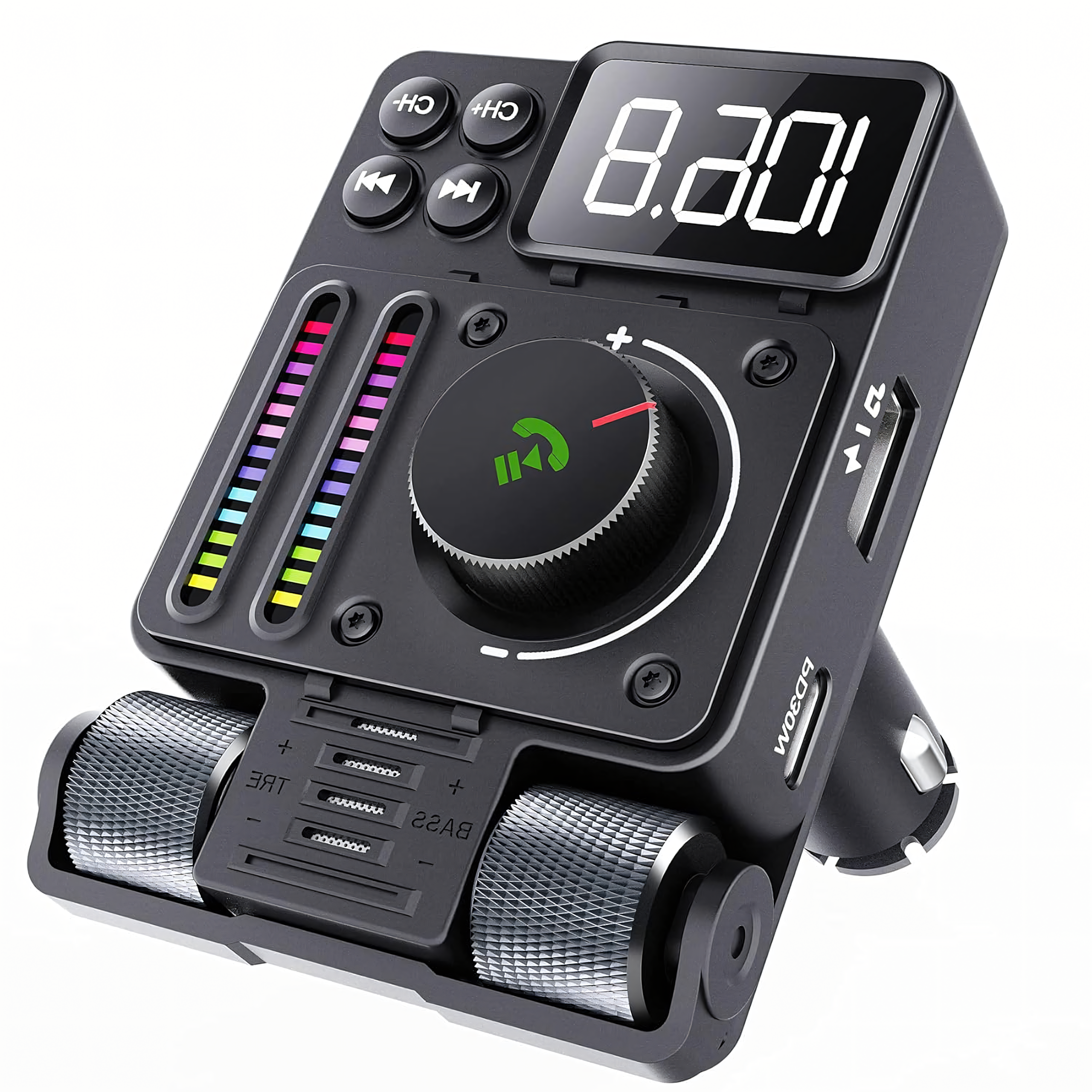 Transmiter Samochodowy Ładowarka Nadajnik Radio FM Bluetooth 5.3 PD 30W - obrazek 3