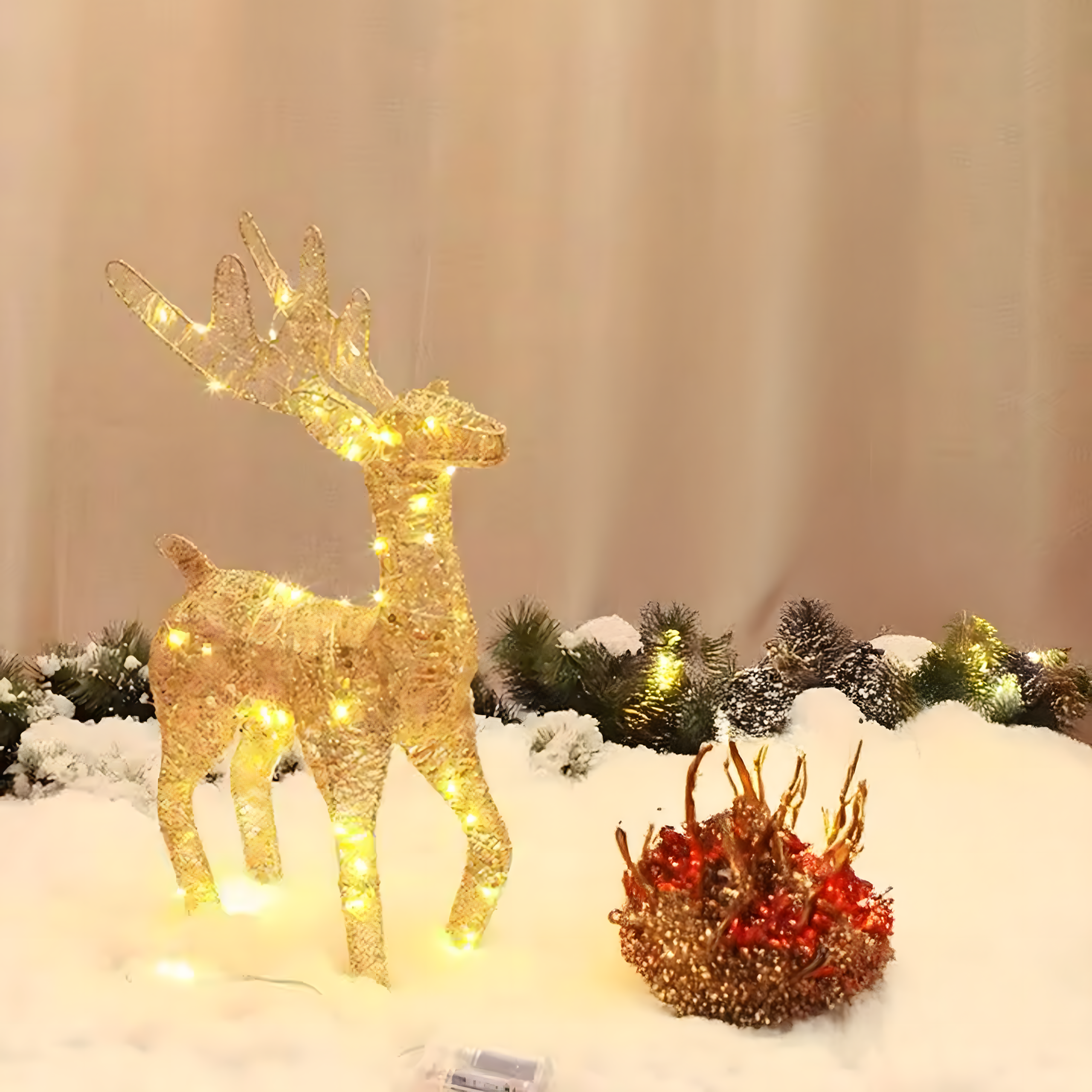 Renifer Led Świecący Podświetlany Figurka Świąteczna Złoty Duży 70 cm - obrazek 5