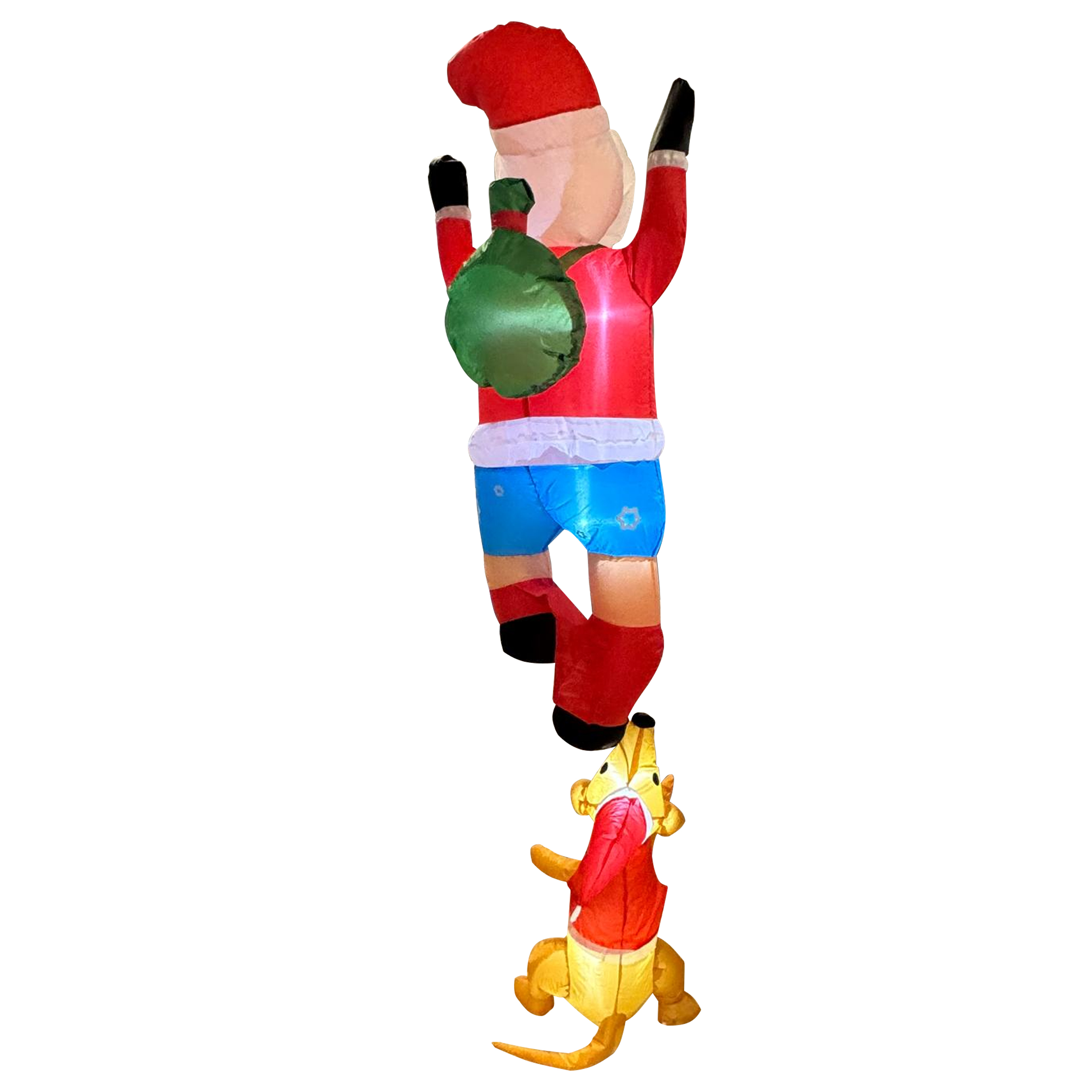 Dmuchany Święty Mikołaj z Reniferm 1,8m Ozdoba Świąteczna Podświetlenie Led - obrazek 2