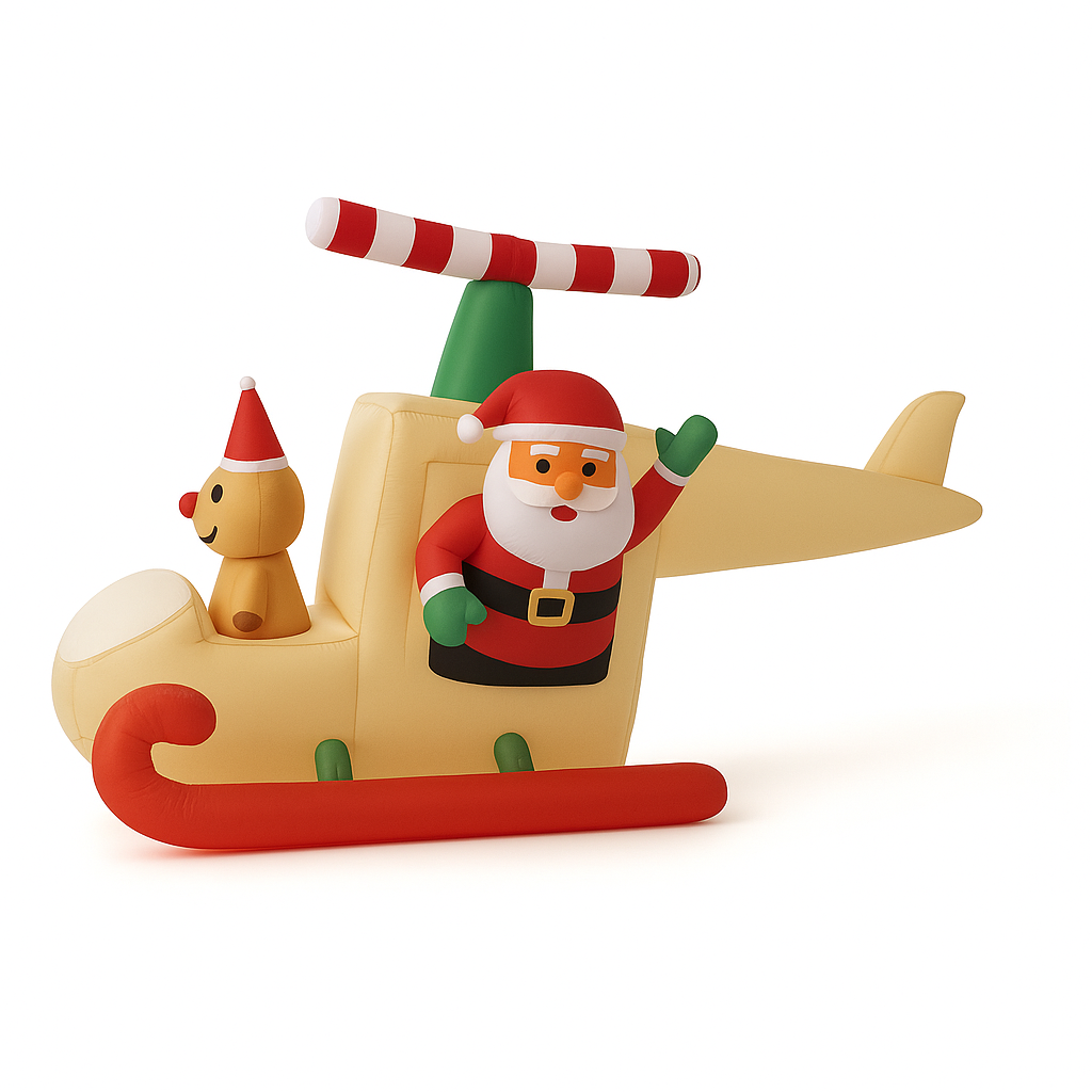 Święty Mikołaj w Saniach Latający Nadmuchiwany Dekoracja Świąteczna 160cm - obrazek 2