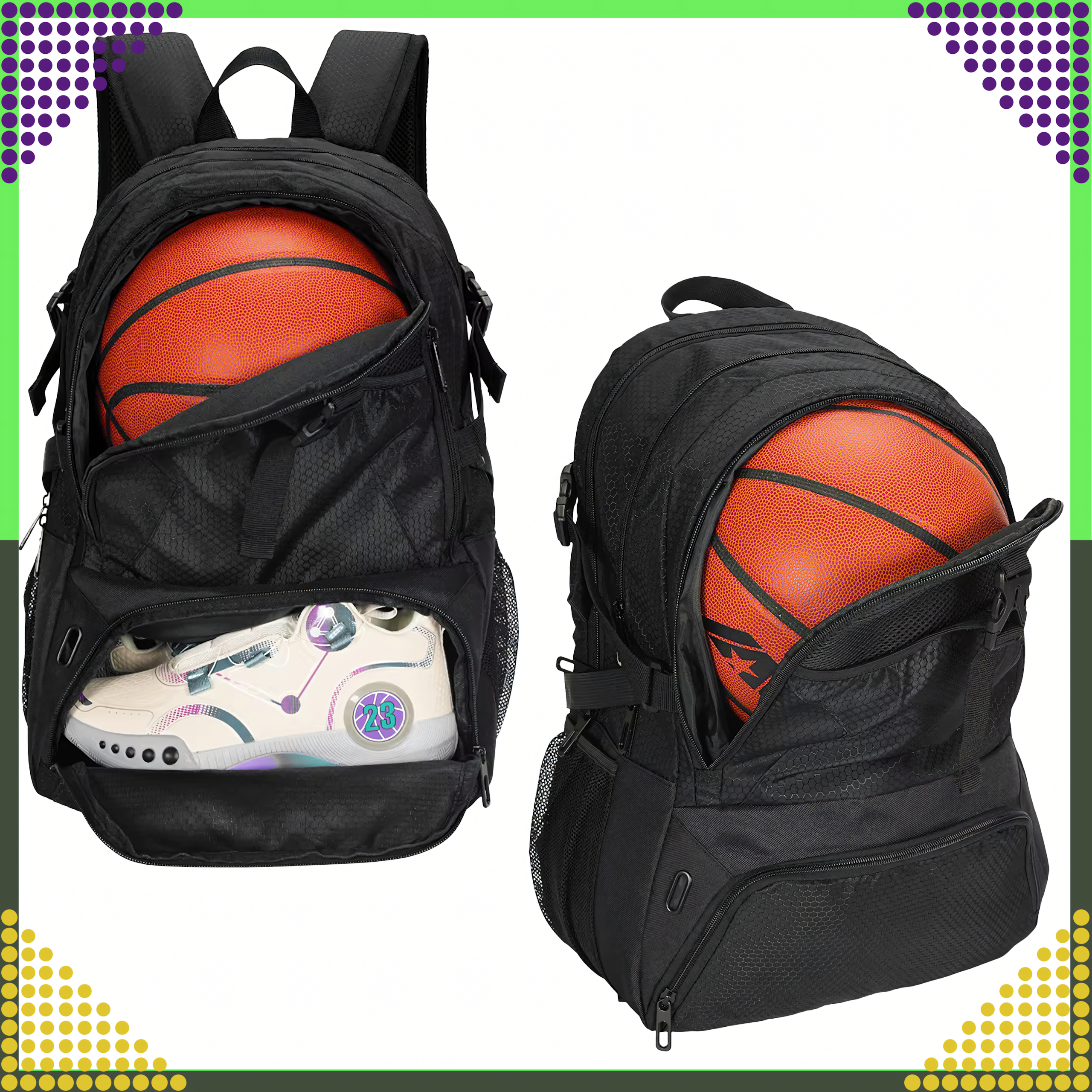 Plecak Torba Treningowa z Miejscem Na Piłki Buty 35L - obrazek 3