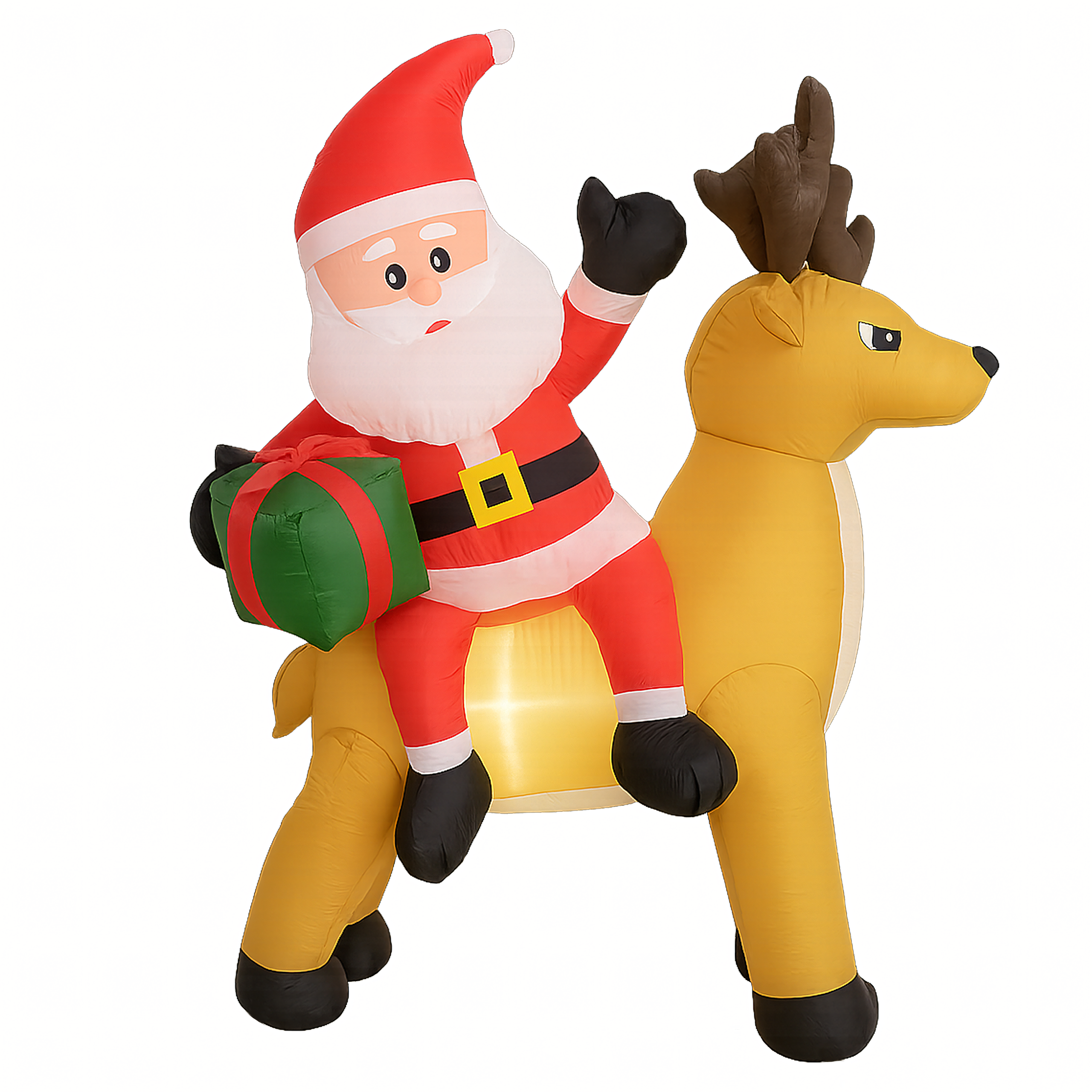 Dmuchany Święty Mikołaj z Reniferm 1,5m Ozdoba Świąteczna Podświetlenie Led - obrazek 3