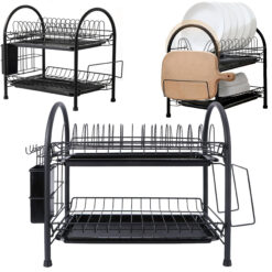 Suszarka Do Naczyń Dwupoziomowa Metalowa Ociekacz Stojąca Duża
