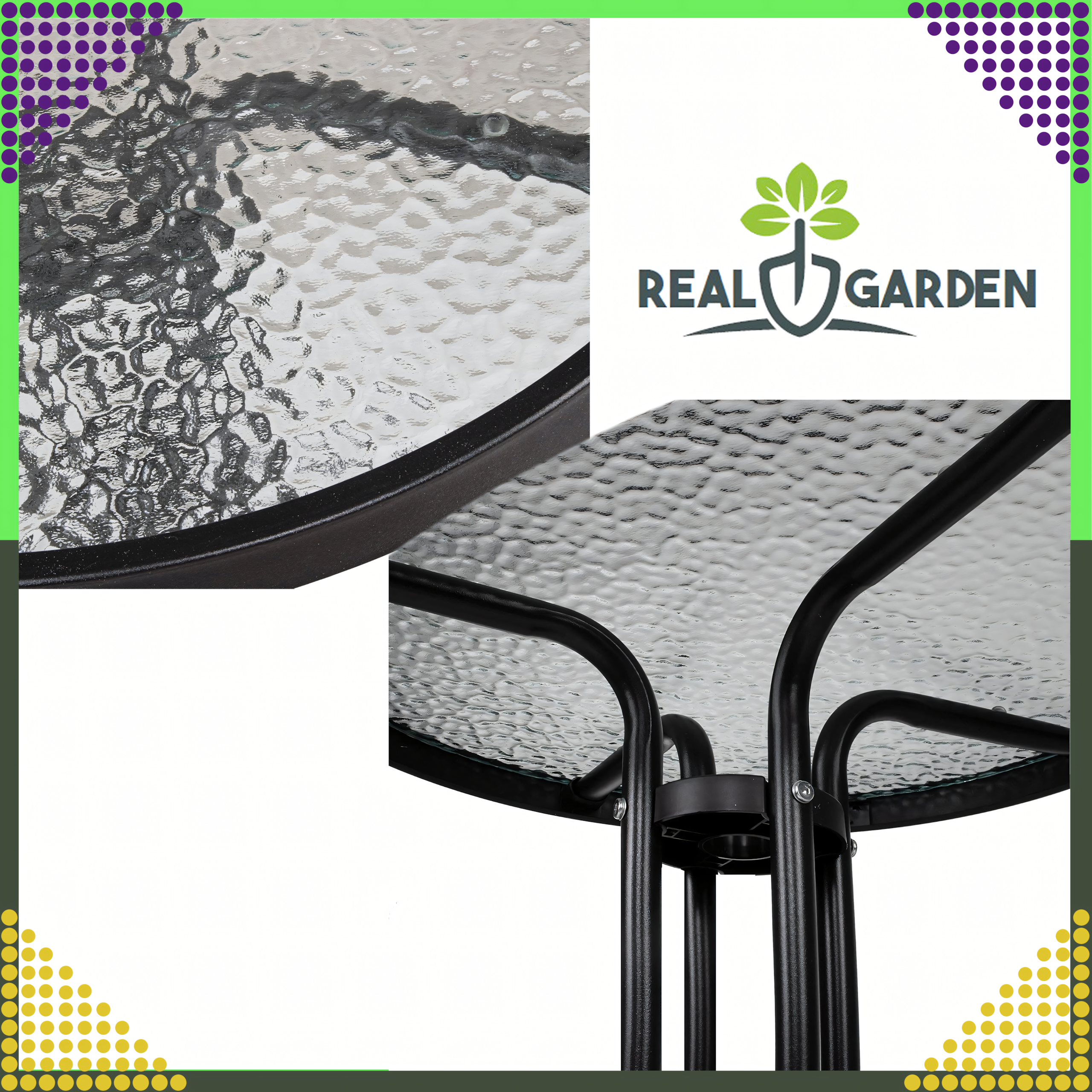 Stolik Szklany Hartowany Kawowy Na Balkon Taras Patio Okrągły Czarny 60cm - obrazek 5