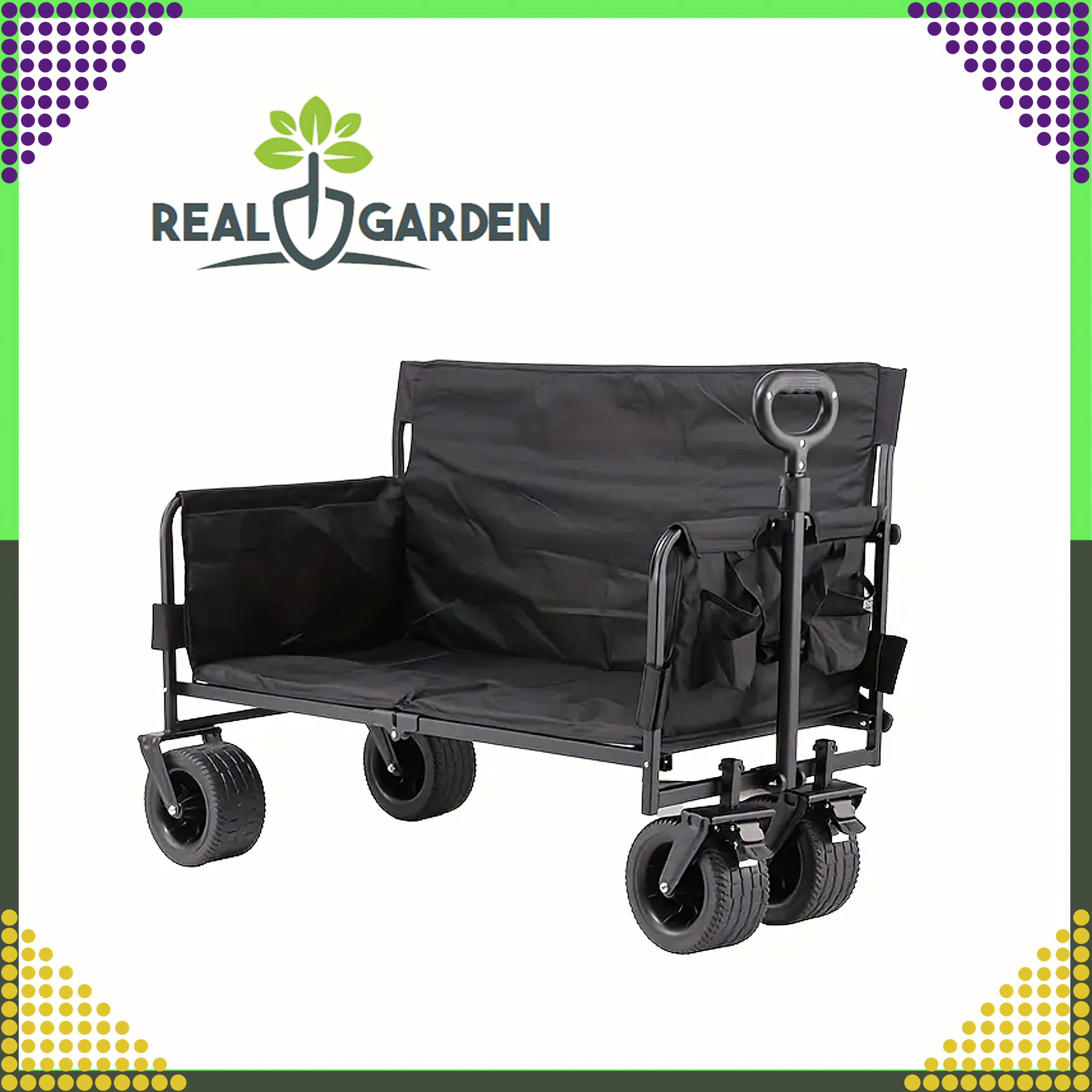 Składany Wózek Ogrodowy PlażoowyTransportowy na Ryby z Siedziskiem Koła XL - obrazek 4