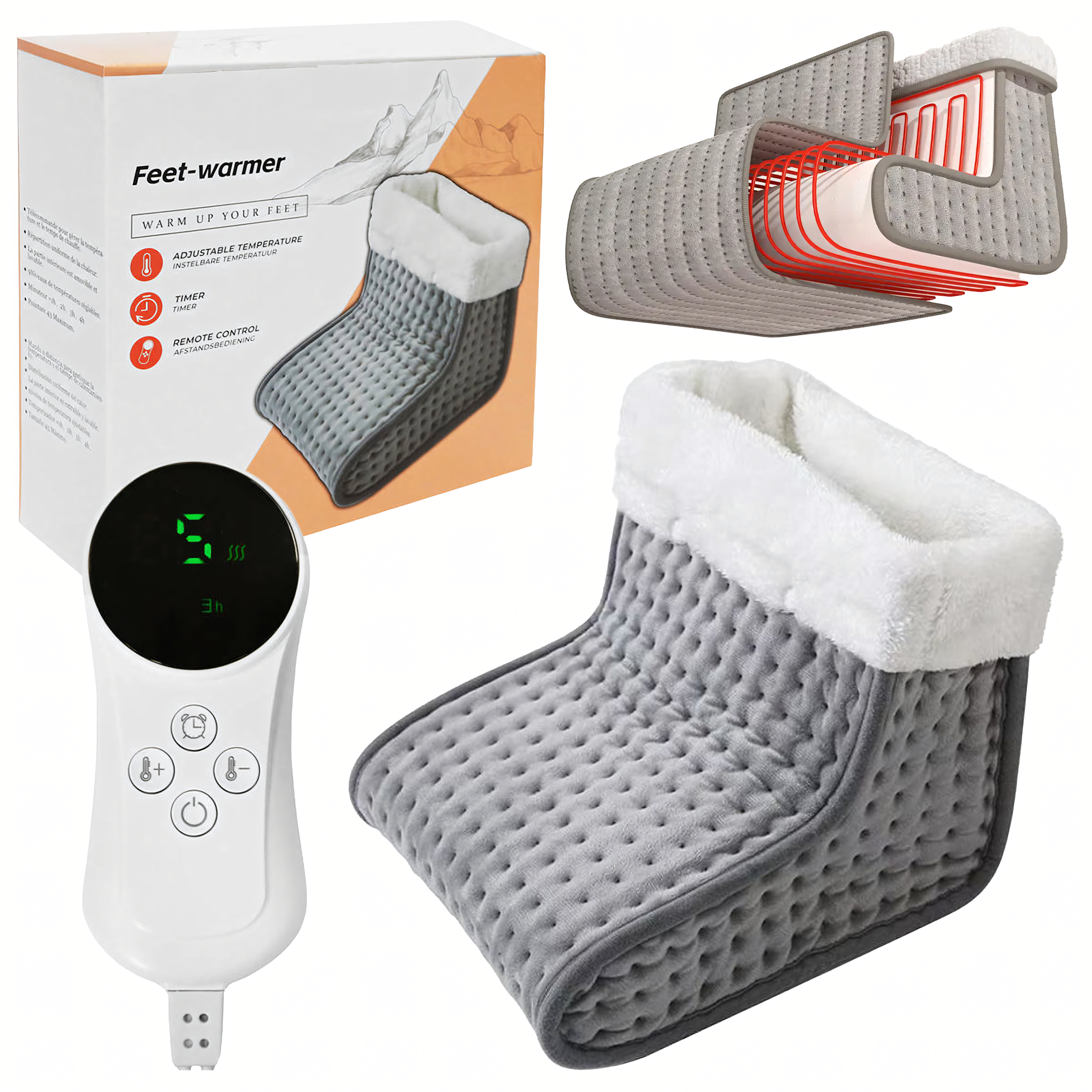 Elektryczny Ogrzewacz do Stóp Nóg Ocieplacz z Pilotem Miękki 9 Poziomów