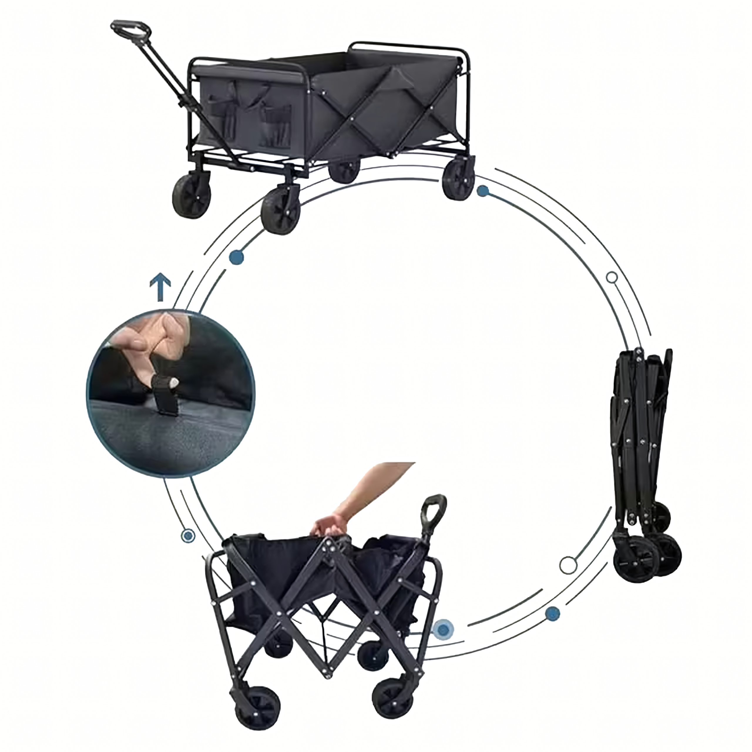 Wózek Turystyczny na drewno Transportowy Ogrodowy Składany Camping Ryby - obrazek 5