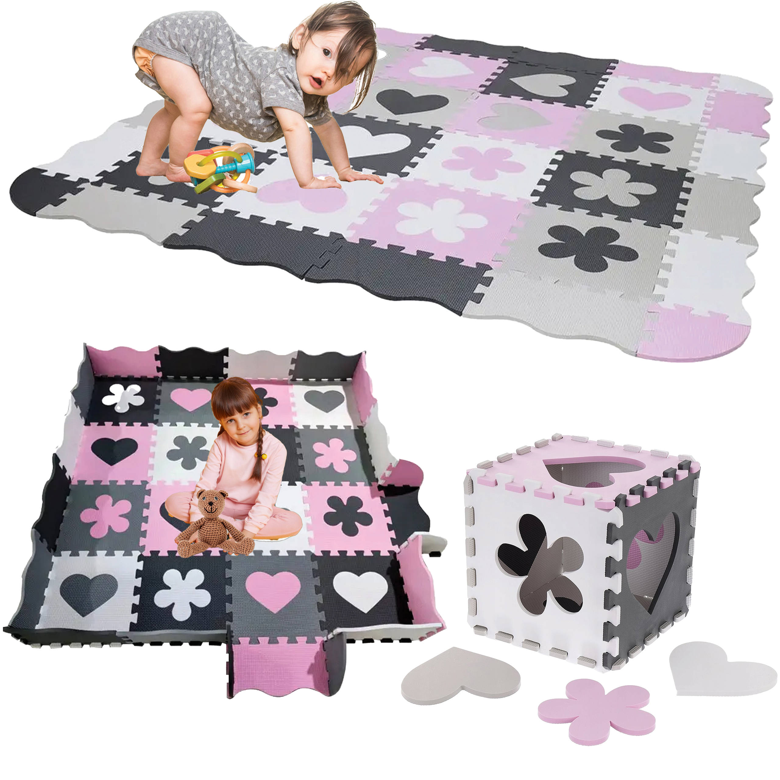 MATA PIANKOWA EDUKACYJNA OCHRONNA KOJEC DLA DZIECI 36 ELEMENTÓW 3W1