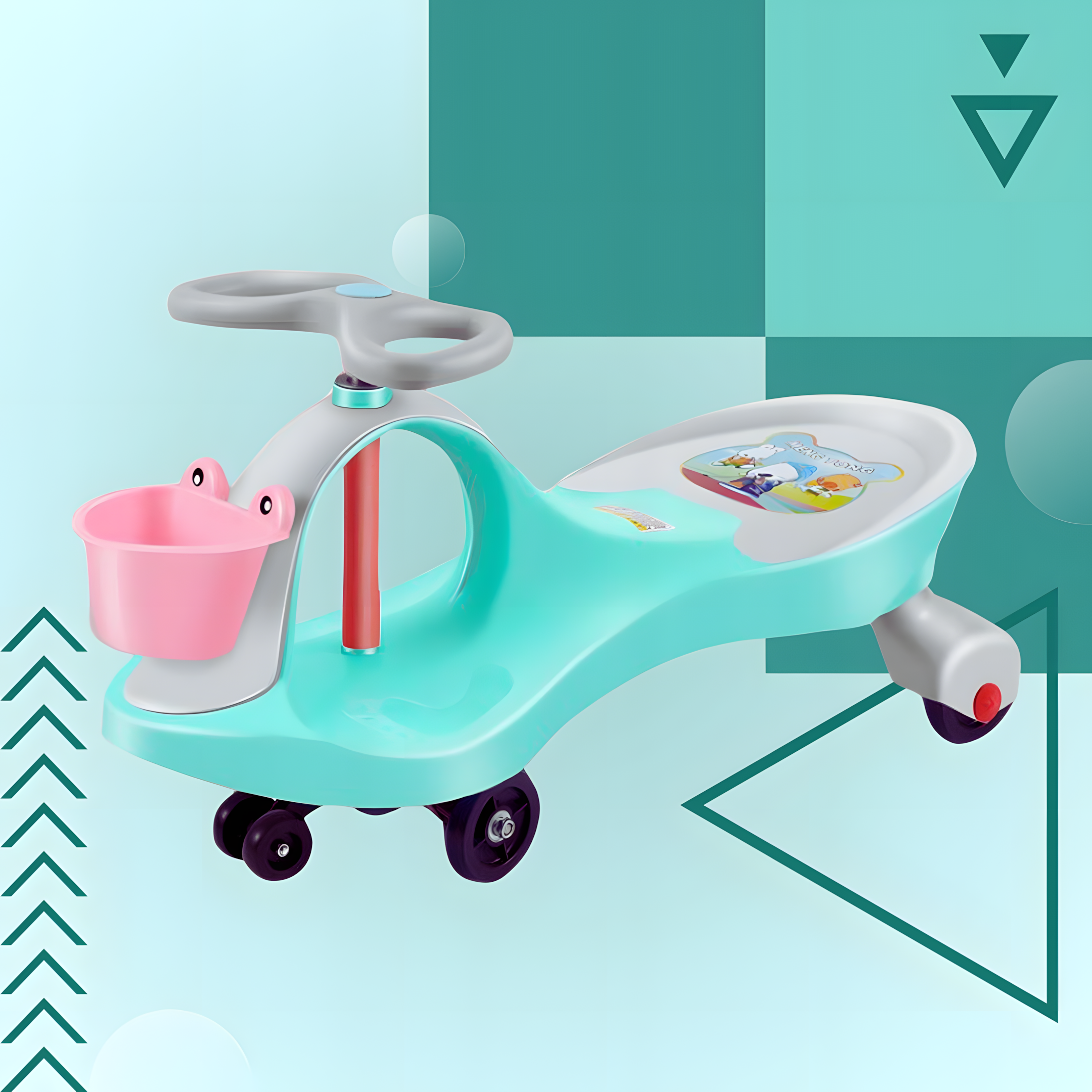 Jeździk Pchacz Pojazd Grawitacyjny Dla Dzieci Balansowy Swing Car Zielony - obrazek 2