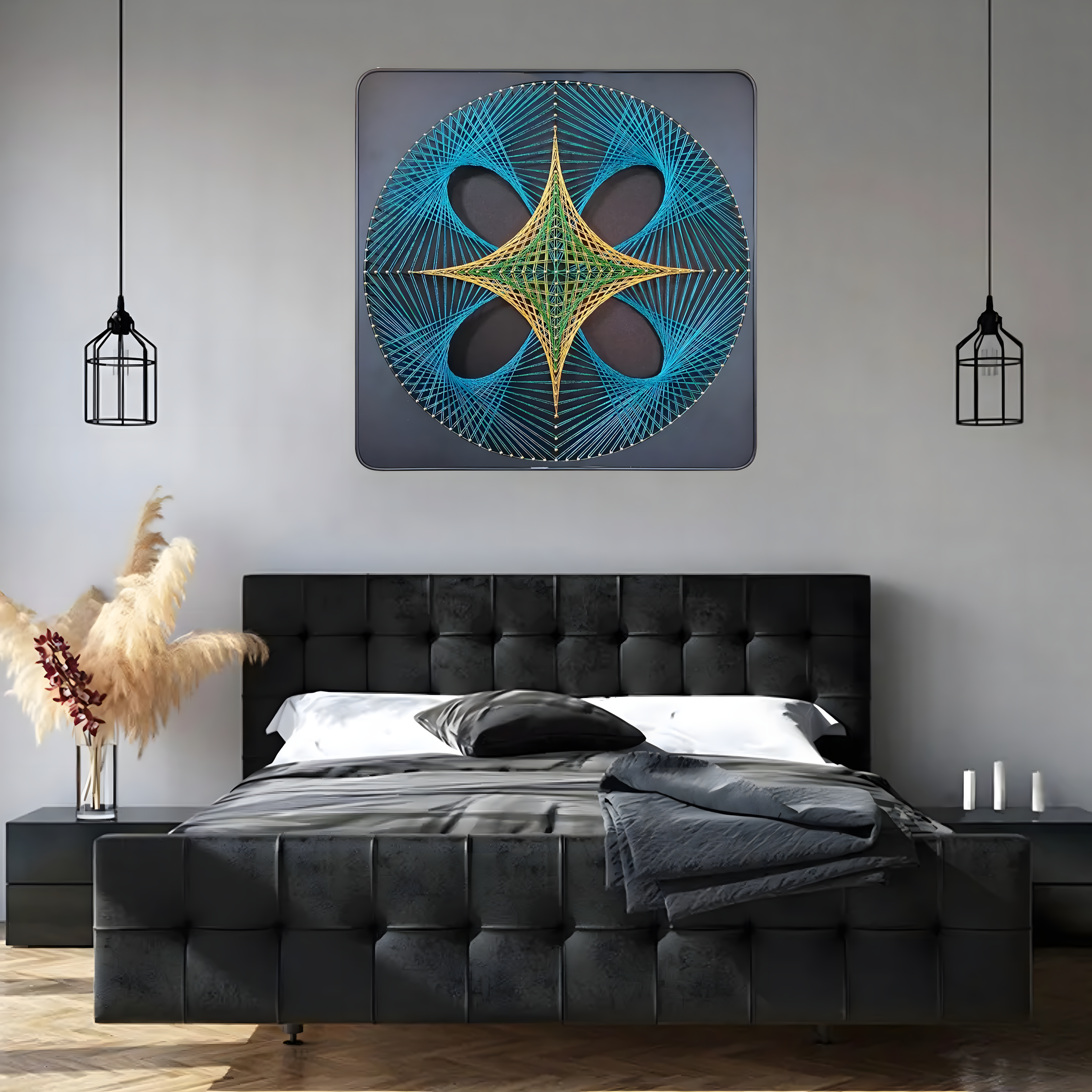 Zestaw Kreatywny Do String Art Przeplatanka Obraz z Nici Ramka 40x40cm - obrazek 2