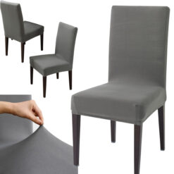 8x Pokrowiec Na Krzesło Siedzisko Mocny Uniwersalny Elastyczny z Gumką Szary