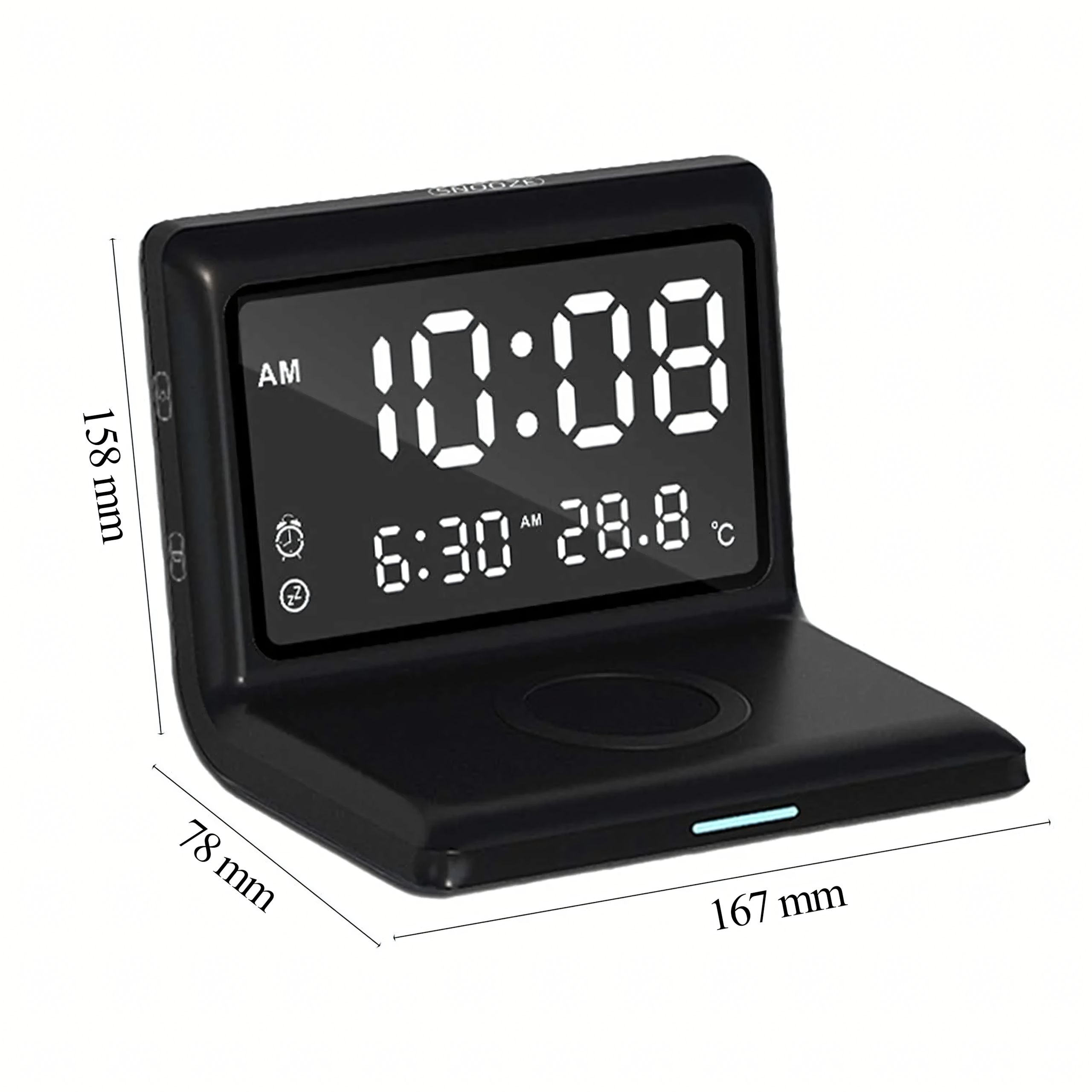 Zegar Budzik Cyfrowy Bezprzewodowa Ładowarka 15W - obrazek 5