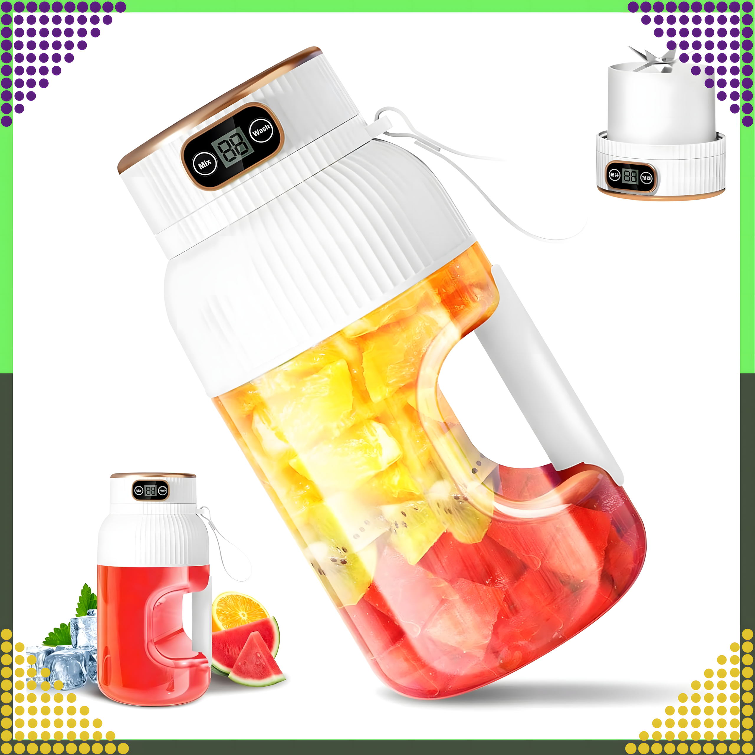 Przenośny Blender Bezprzewodowy Mikser do Napojów Owoców Smoothie 1L - obrazek 3