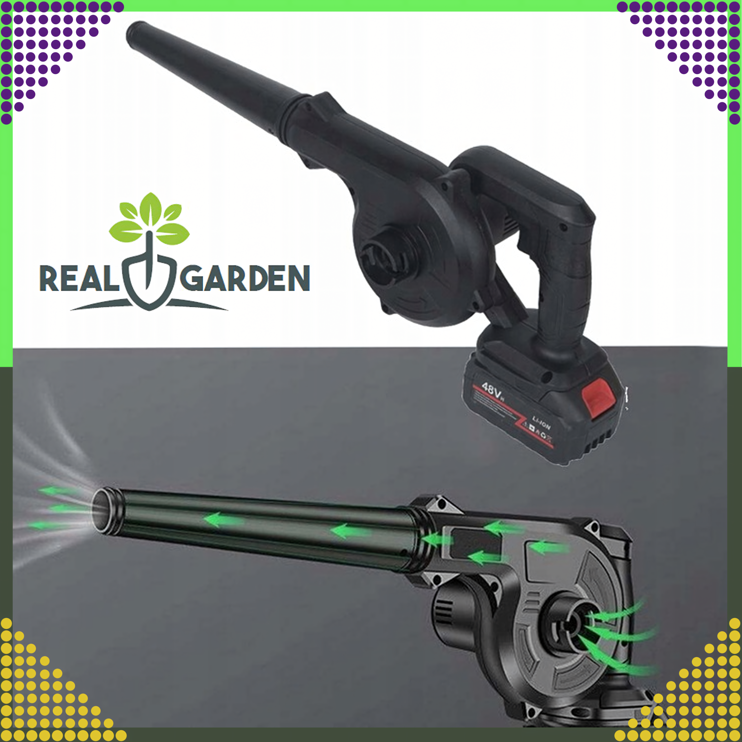 Mocna Dmuchawa Akumulatorowa Ręczna Odkurzacz Ogrodowy do Liści 2w1 - obrazek 4