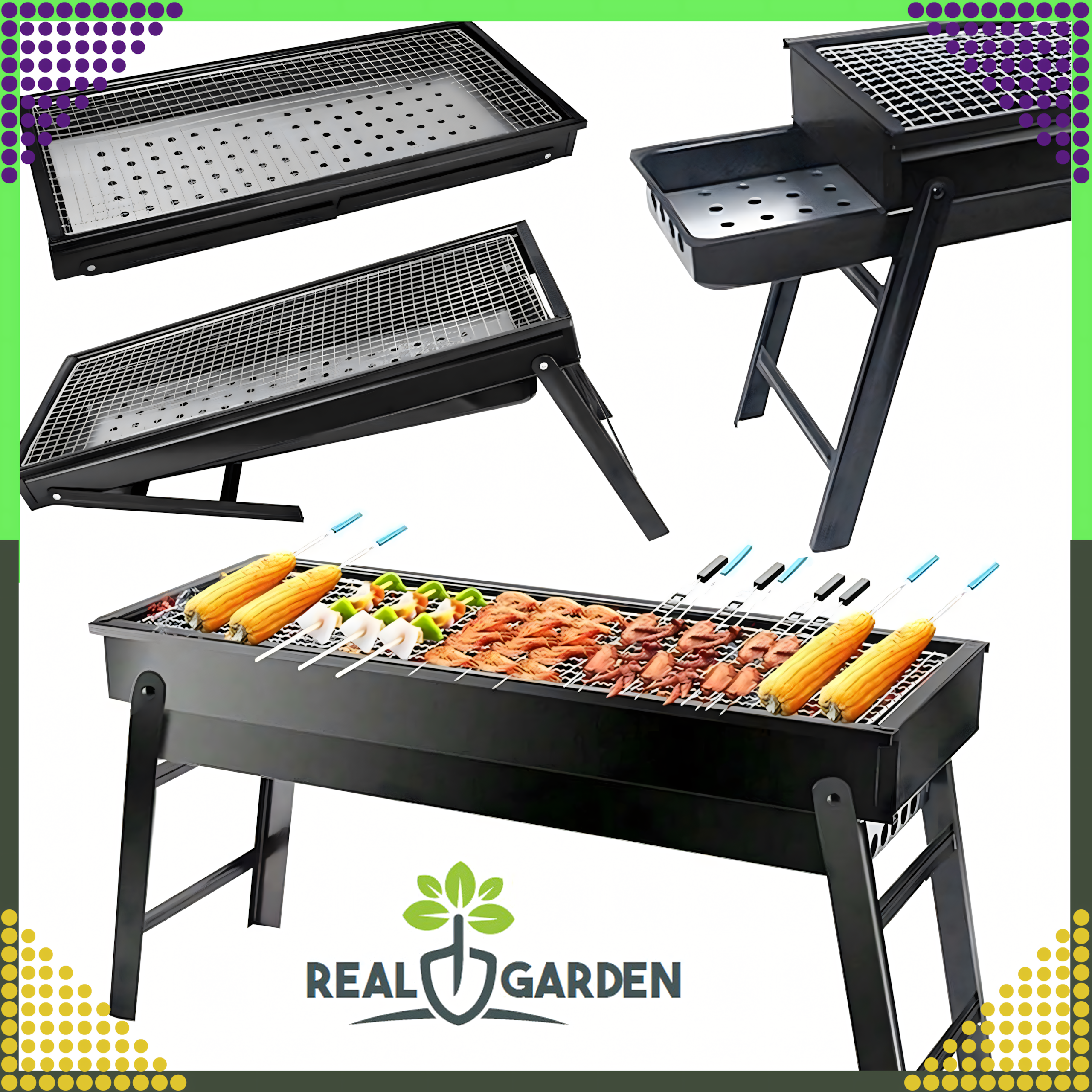 Grill Węglowy Turystyczny Składany Przenośny Ogrodowy Duży Kemping Solidny - obrazek 2