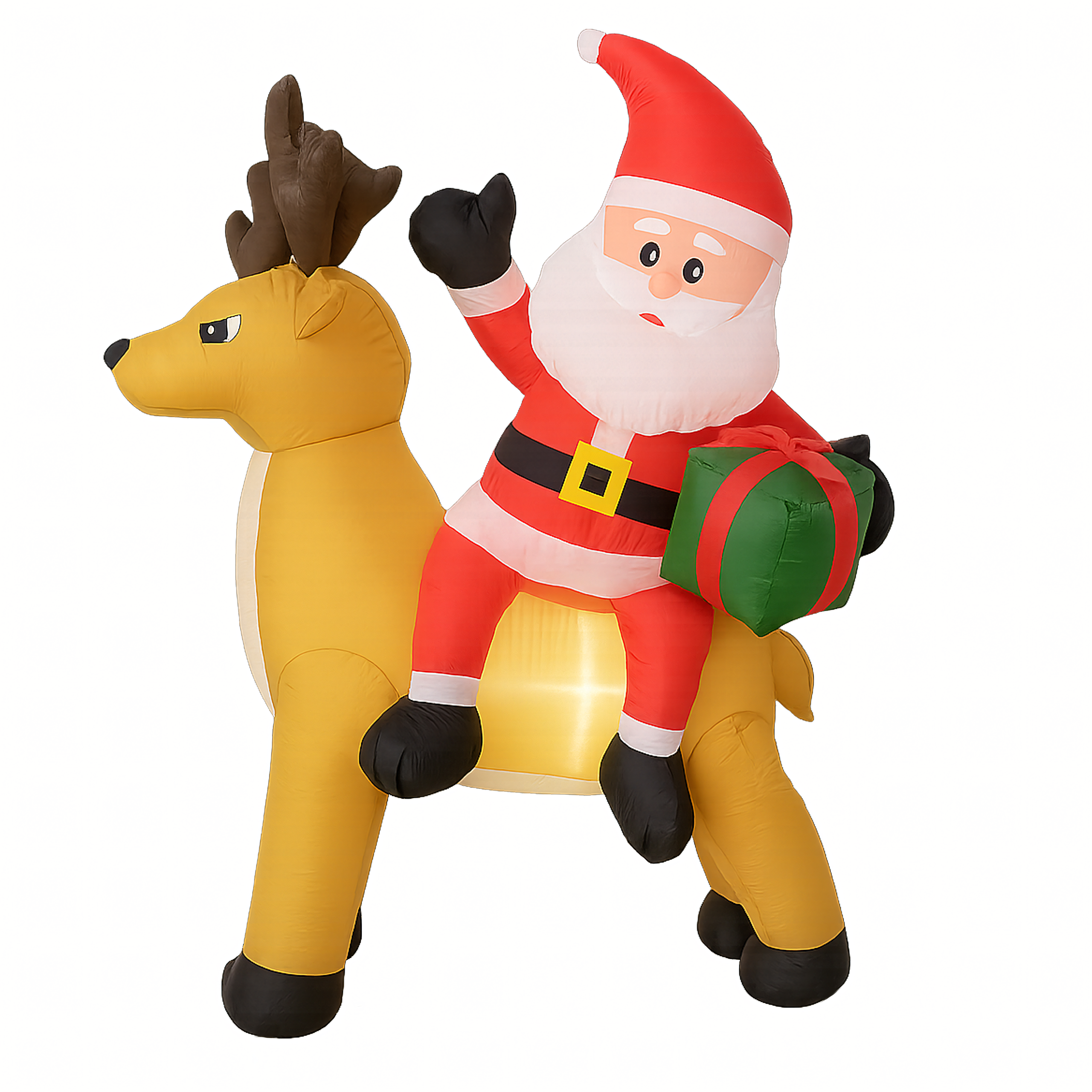 Dmuchany Święty Mikołaj z Reniferm 1,5m Ozdoba Świąteczna Podświetlenie Led - obrazek 2