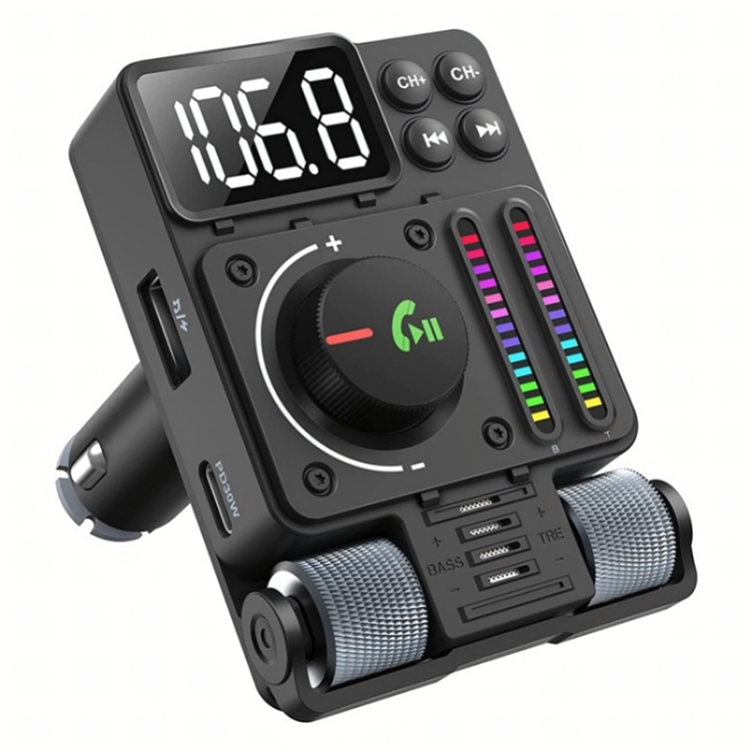 Transmiter Samochodowy Ładowarka Nadajnik Radio FM Bluetooth 5.3 PD 30W - obrazek 2