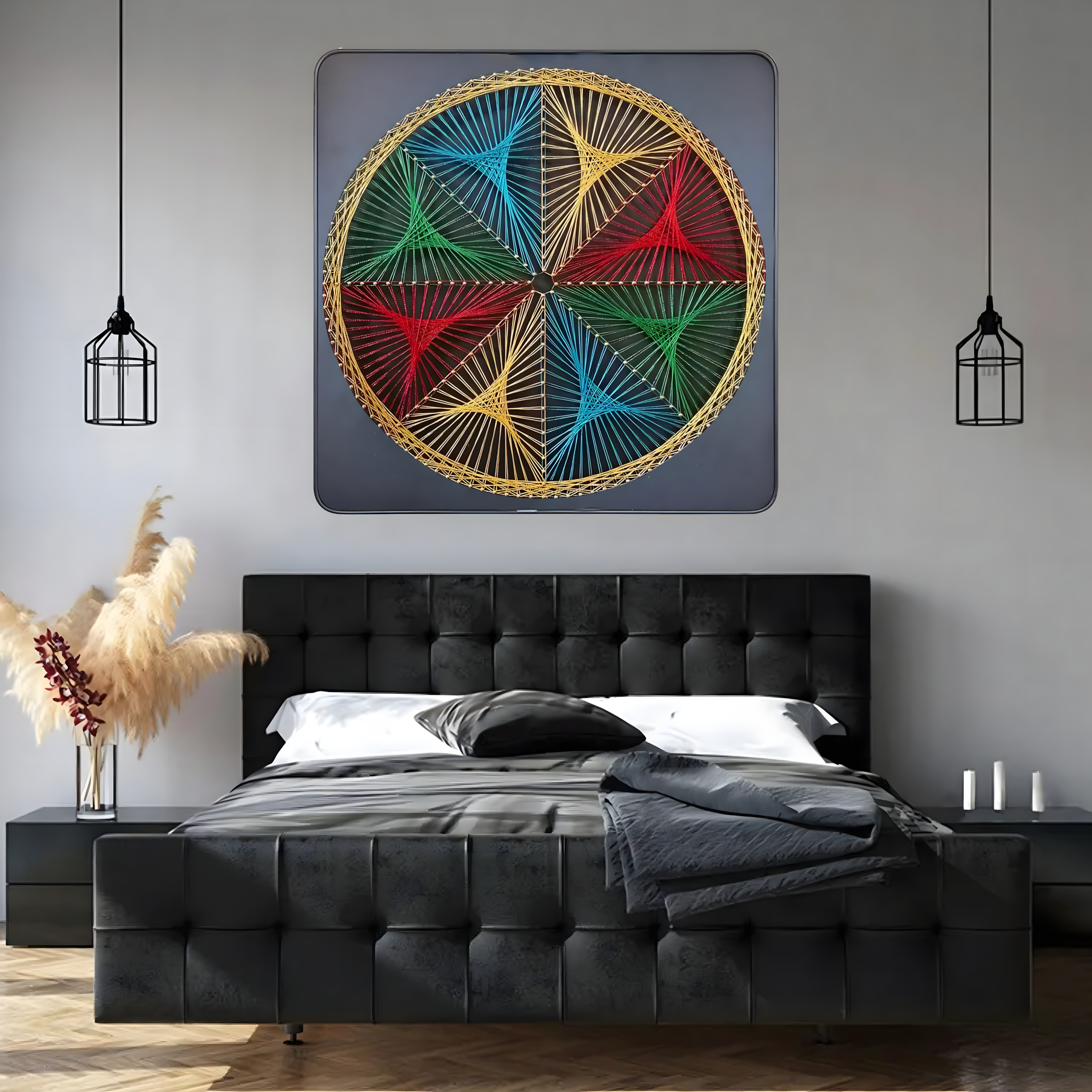 Zestaw Kreatywny Do String Art Przeplatanka Obraz z Nici Ramka 30x30cm - obrazek 2