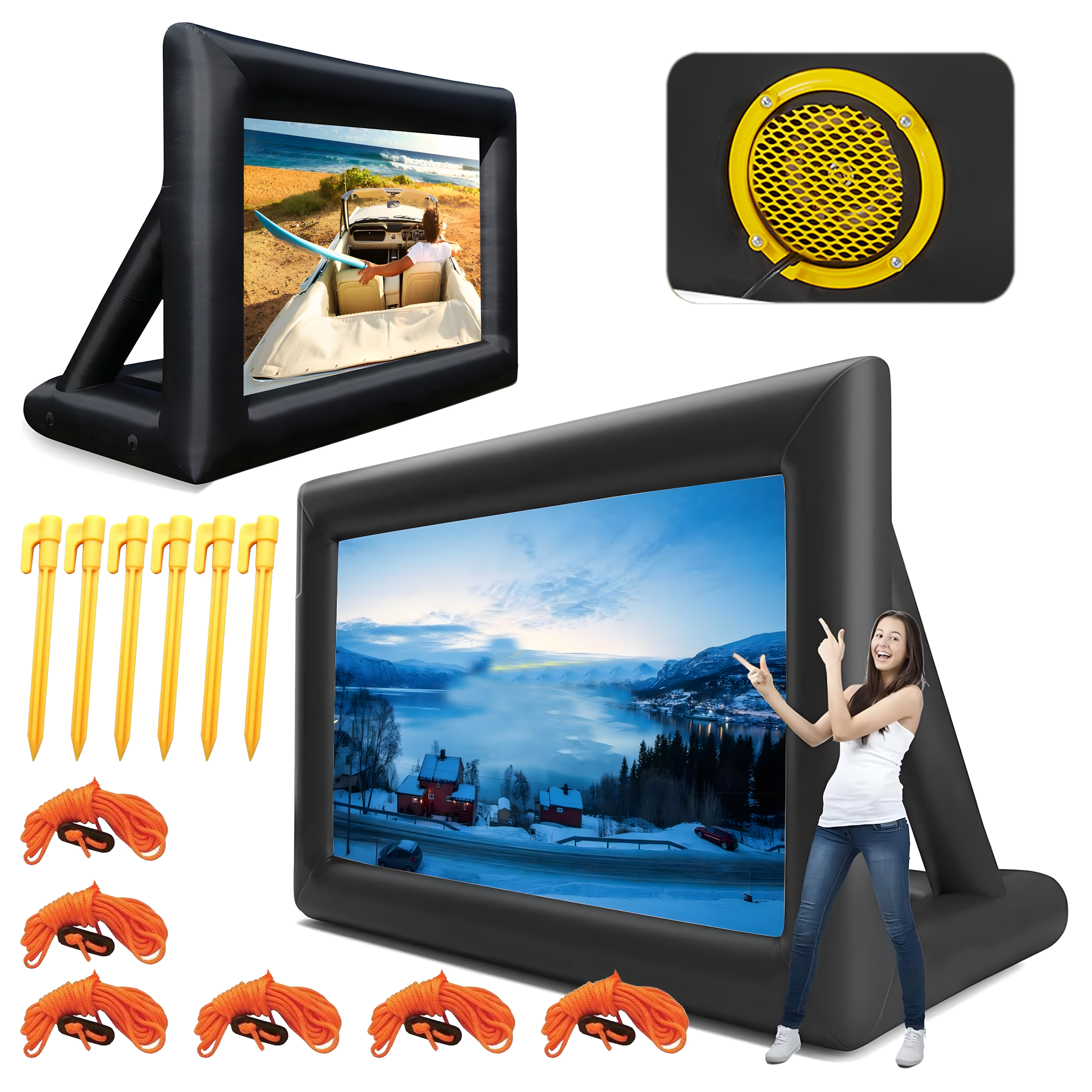 Duży Dmuchany Ekran FIlmowy Projekcyjny do Projektora KINO z Dmuchawą