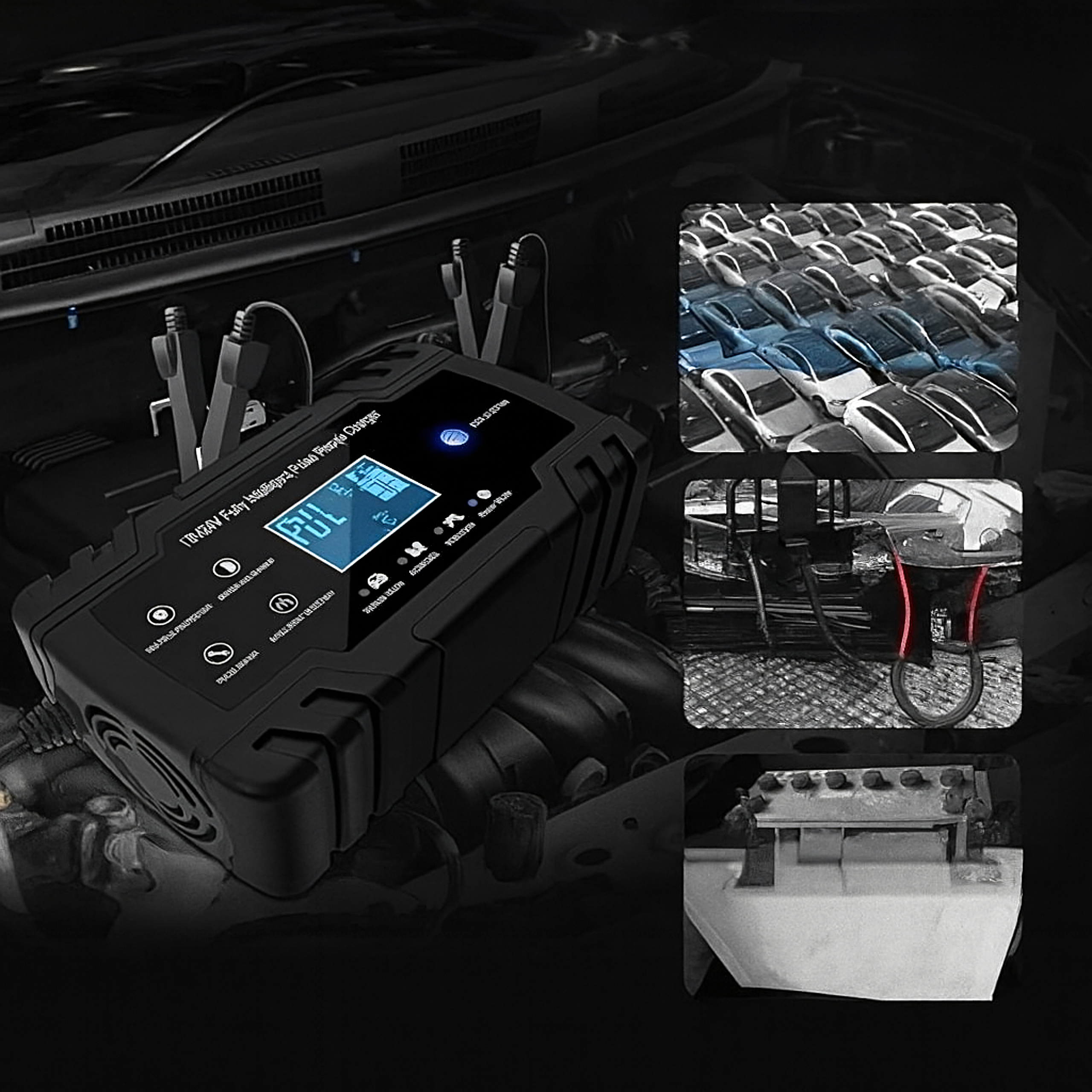 Mocny Inteligentny Prostownik Ładowarka do Akumulatorów 12V 24V 4A 8A Klemy - obrazek 5