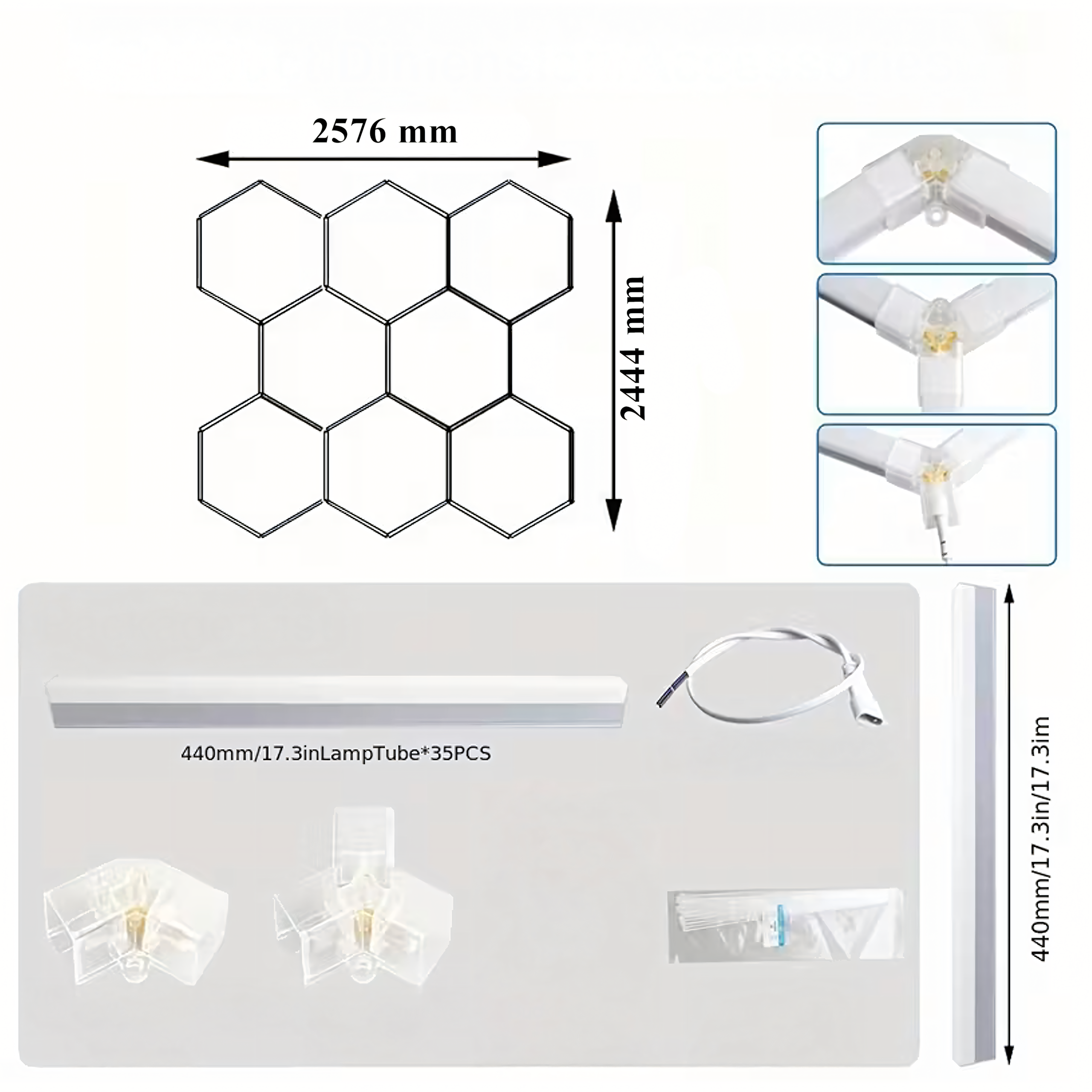 Lampa Led Hexagon Panel Oświetlenie Warsztat Garaż Dom 257x244cm 280W 6500K - obrazek 3