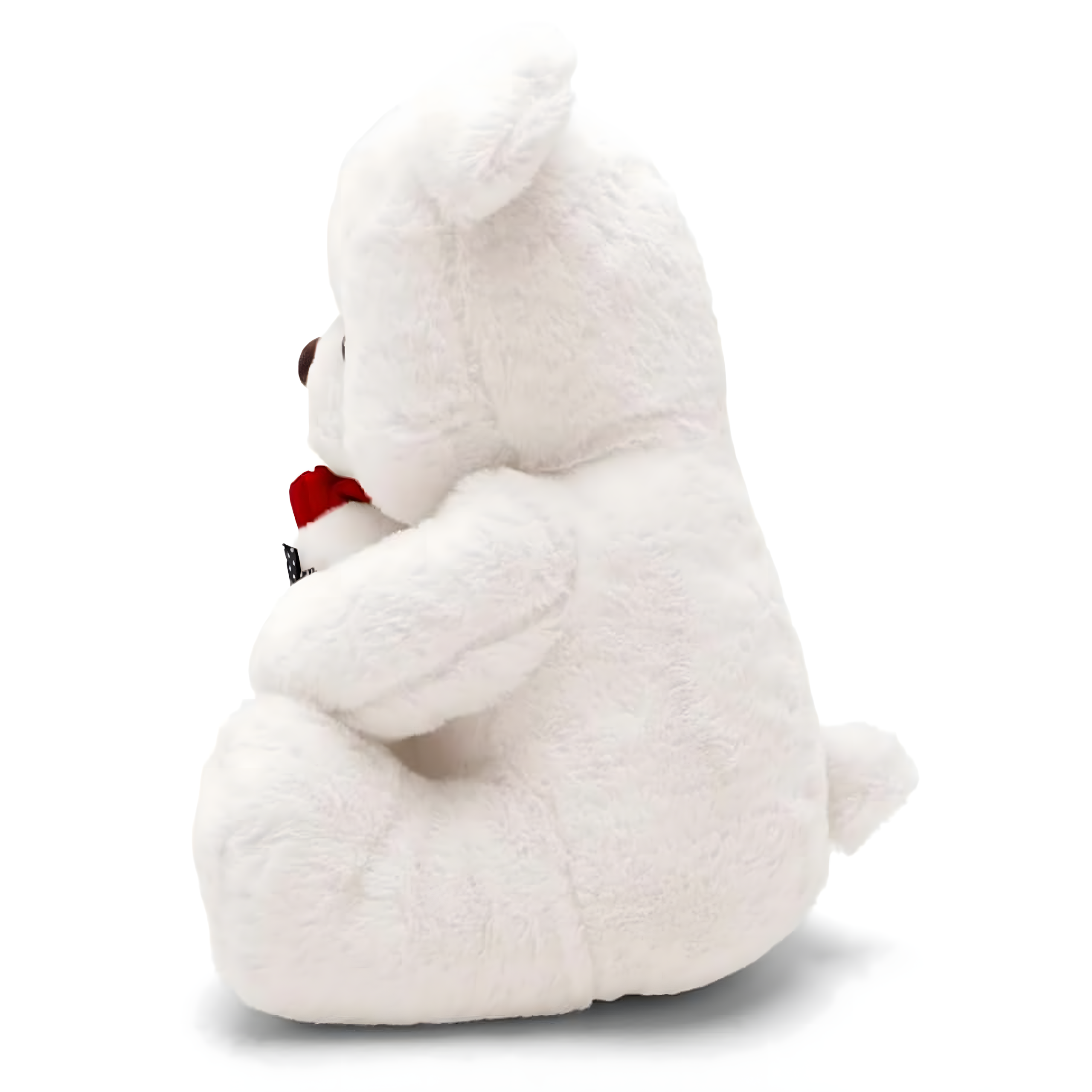 Pluszowy Biały Miś dla Dziewczyny 32 cm Czerwona Róża z Kokardą Prezent - obrazek 3