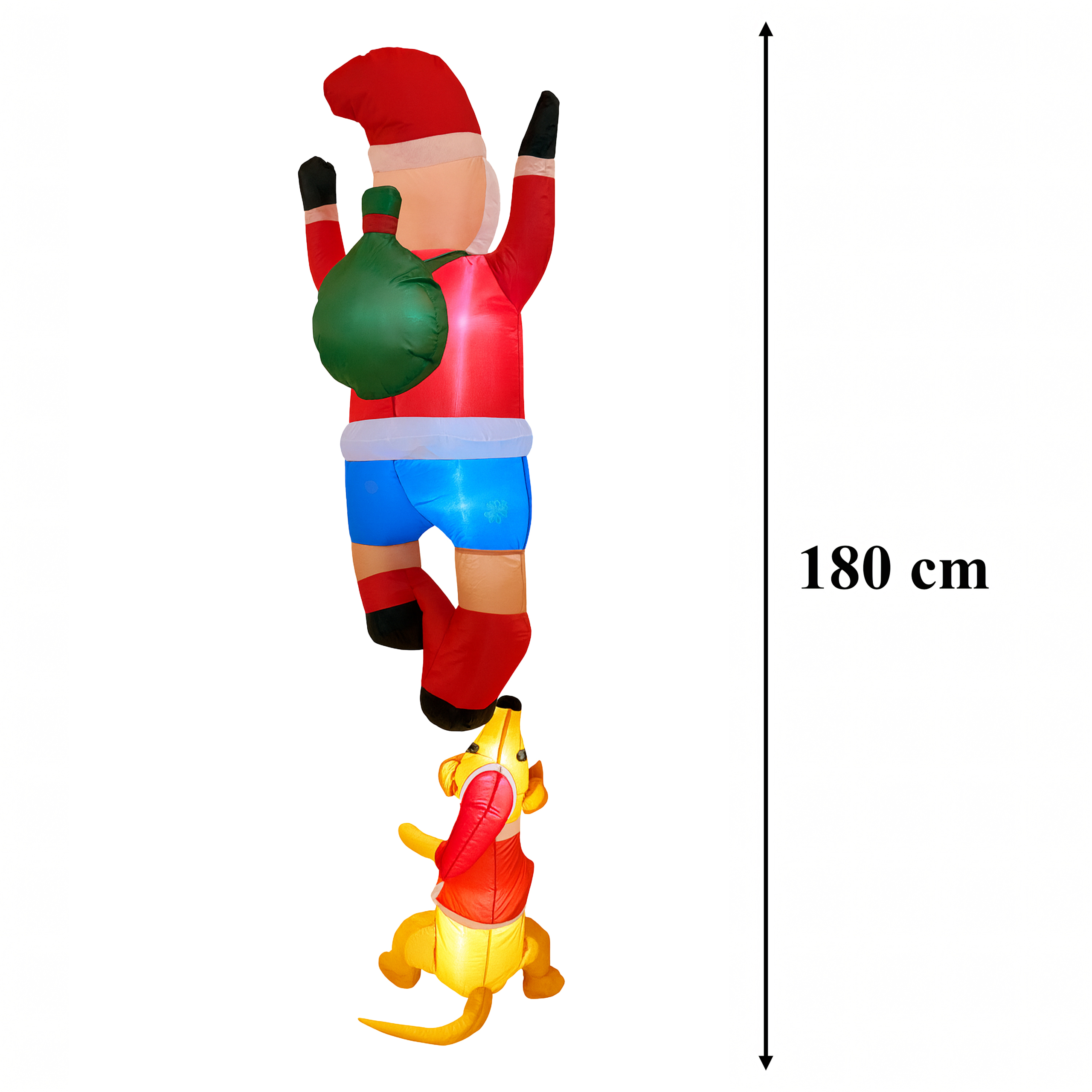 Dmuchany Święty Mikołaj z Reniferm 1,8m Ozdoba Świąteczna Podświetlenie Led - obrazek 3