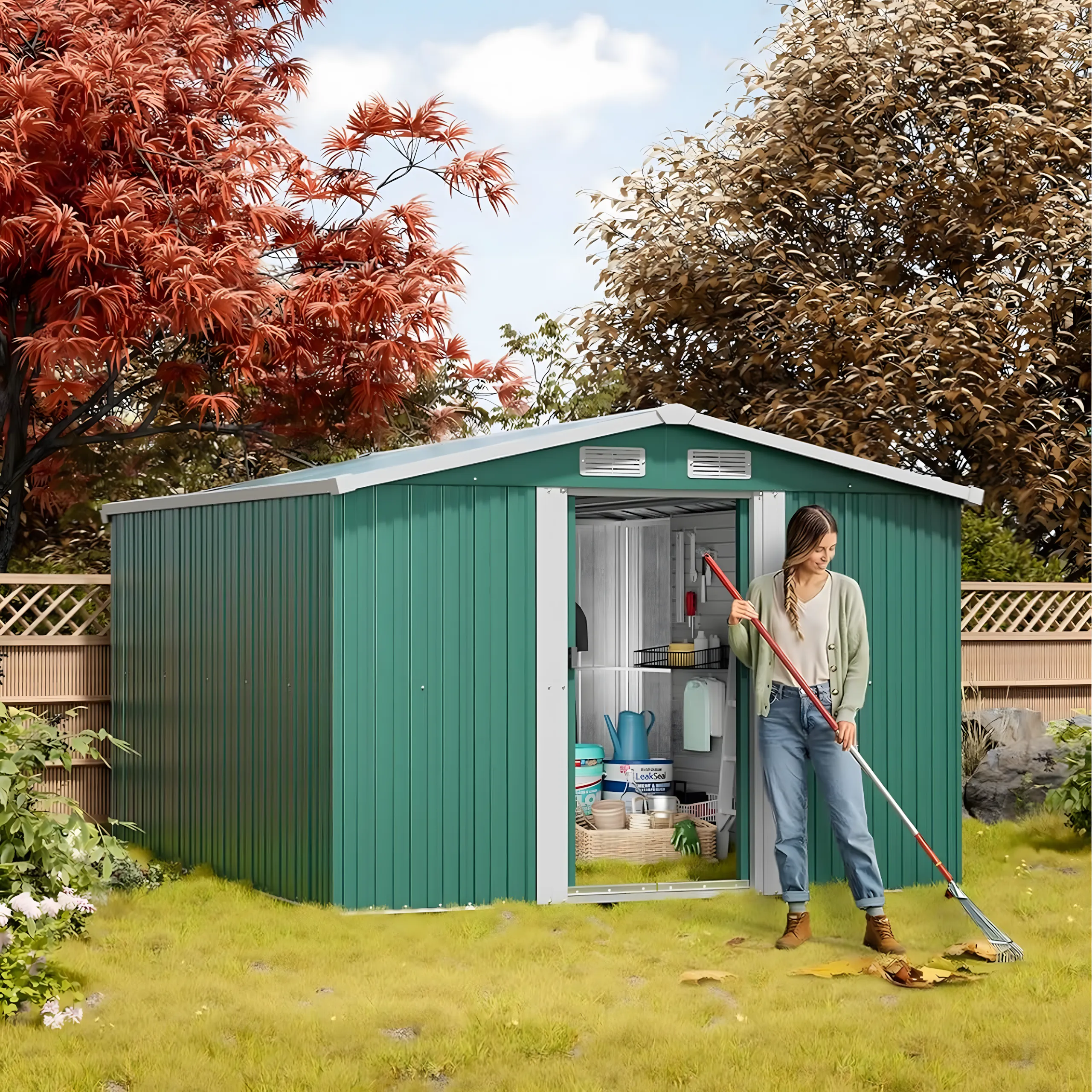 Domek Narzędziowy Ogrodowy Metalowy 277x299x192cm - obrazek 16