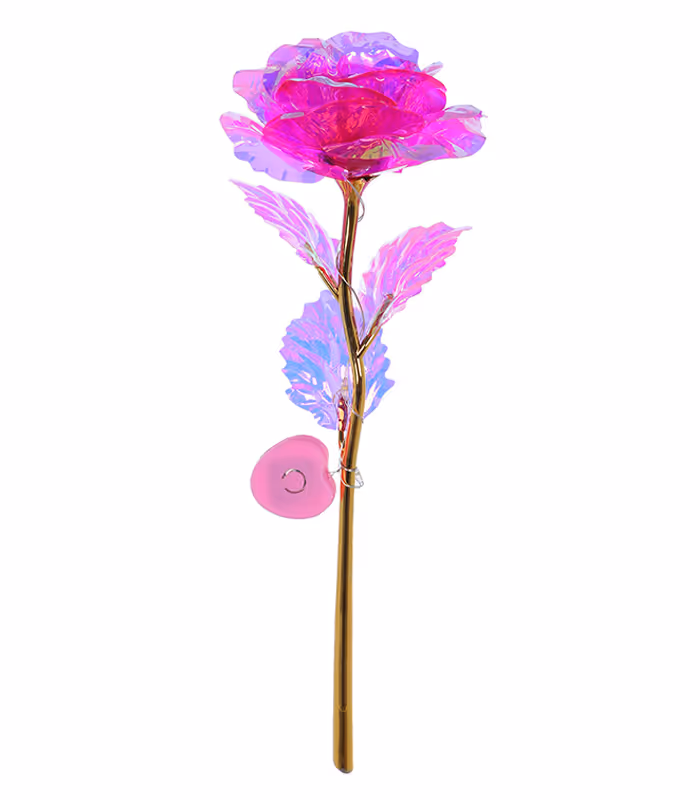 Wieczna Róża Różowa LED Prezent na Walentynki Dzień Kobiet Urodziny - obrazek 2