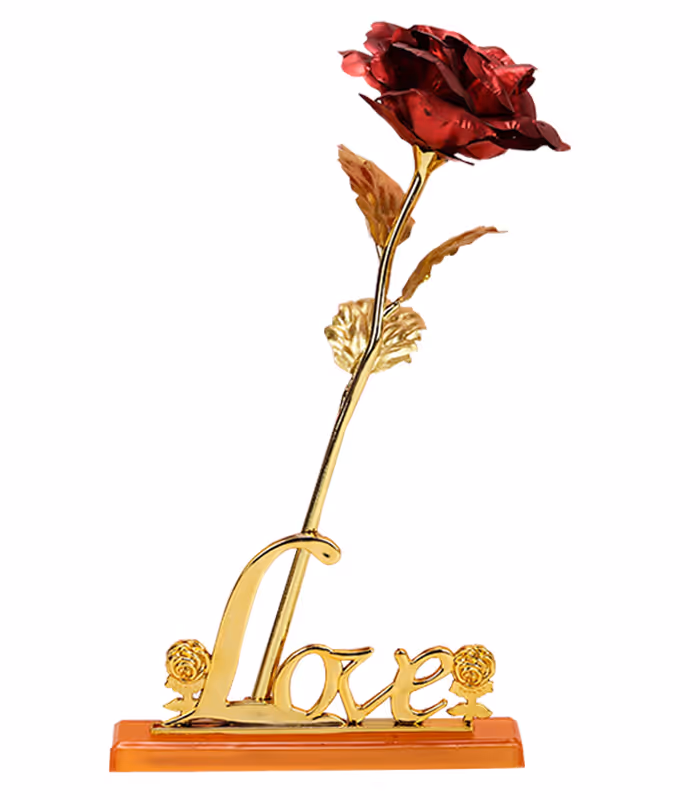 Wieczna Róża Czerwona Podstawka LOVE Prezent na Walentynki Dzień Kobiet Urodziny - obrazek 2