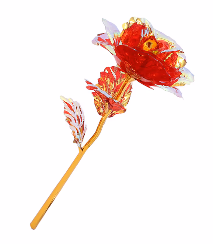 Wieczna Róża Czerwona Złota Łodyga Prezent na Walentynki Dzień Kobiet Urodziny - obrazek 2