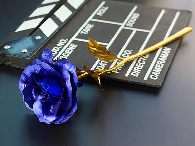 Wieczna Róża Niebieska Złota Łodyga Prezent na Walentynki Dzień Kobiet Urodziny - obrazek 5