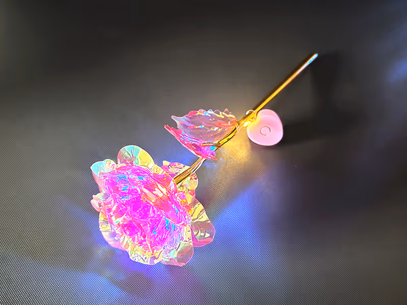 Wieczna Róża Różowa LED Prezent na Walentynki Dzień Kobiet Urodziny - obrazek 6