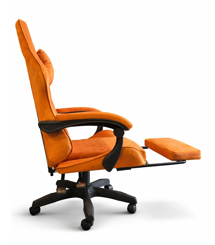 Fotel Gamingowy Obrotowy Regulowany Zamszowy Pomarańczowy - obrazek 3