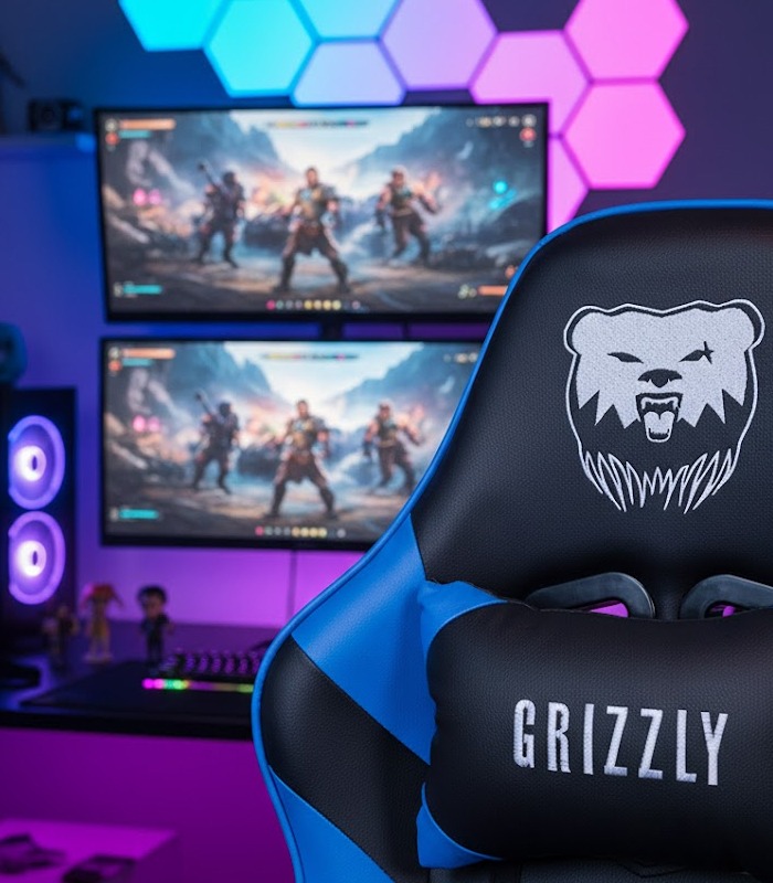 Fotel Gamingowy Obrotowy Regulowany Niebieski - obrazek 8