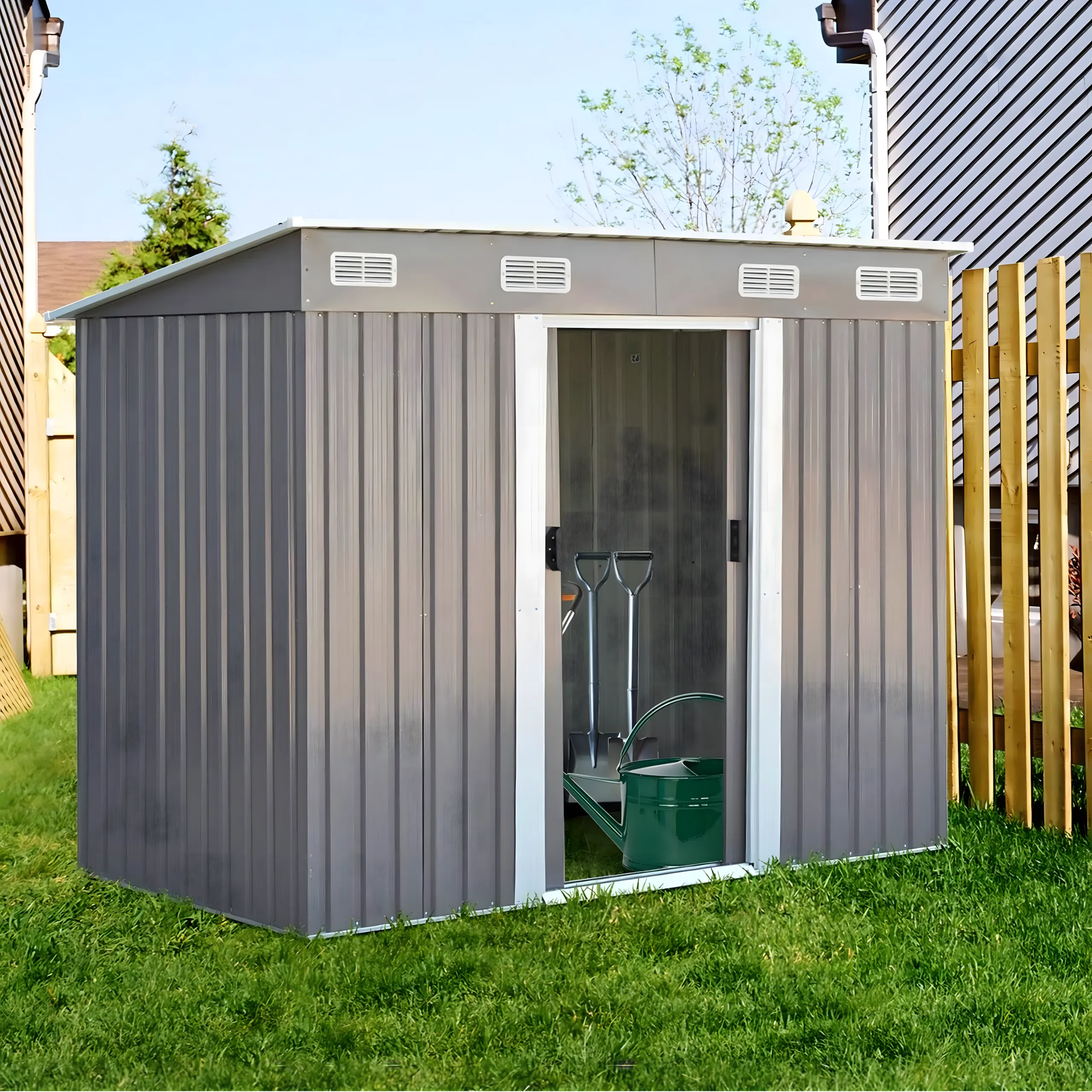 Domek Narzędziowy Ogrodowy Metalowy 238x126x181cm - obrazek 9