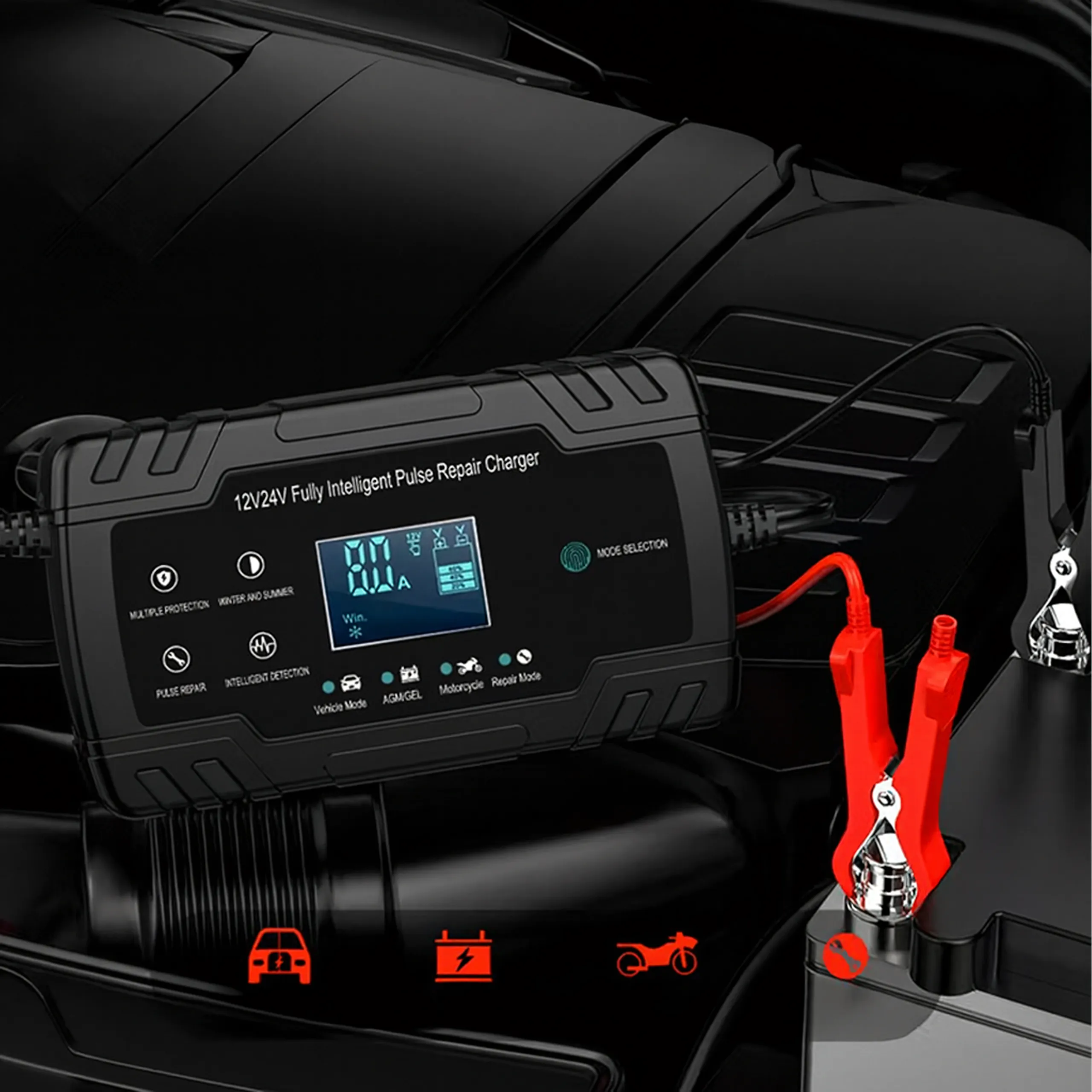 Prostownik Samochodowy Ładowarka Do Akumulatorów 12V 24V - obrazek 10