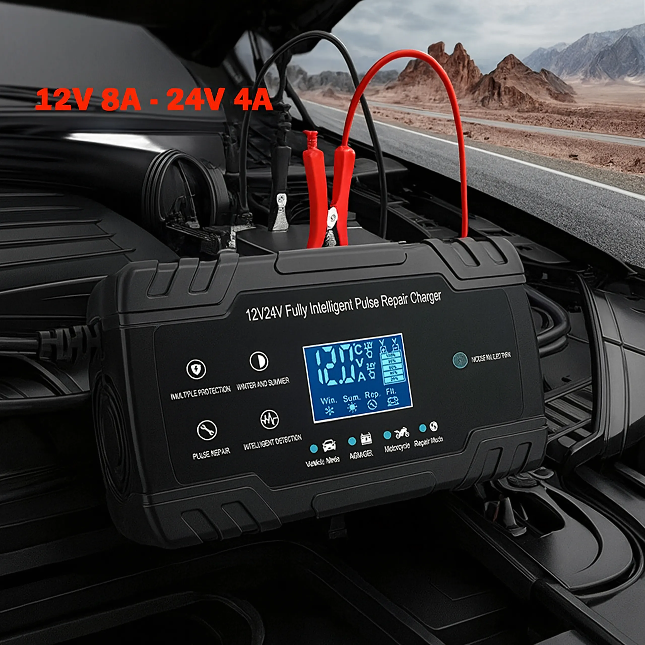 Prostownik Samochodowy Ładowarka Do Akumulatorów 12V 24V - obrazek 9