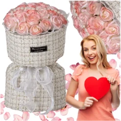 Bukiet Róż Mydlanych Różowe Prezent Na Walentynki Dzień Kobiet Babci