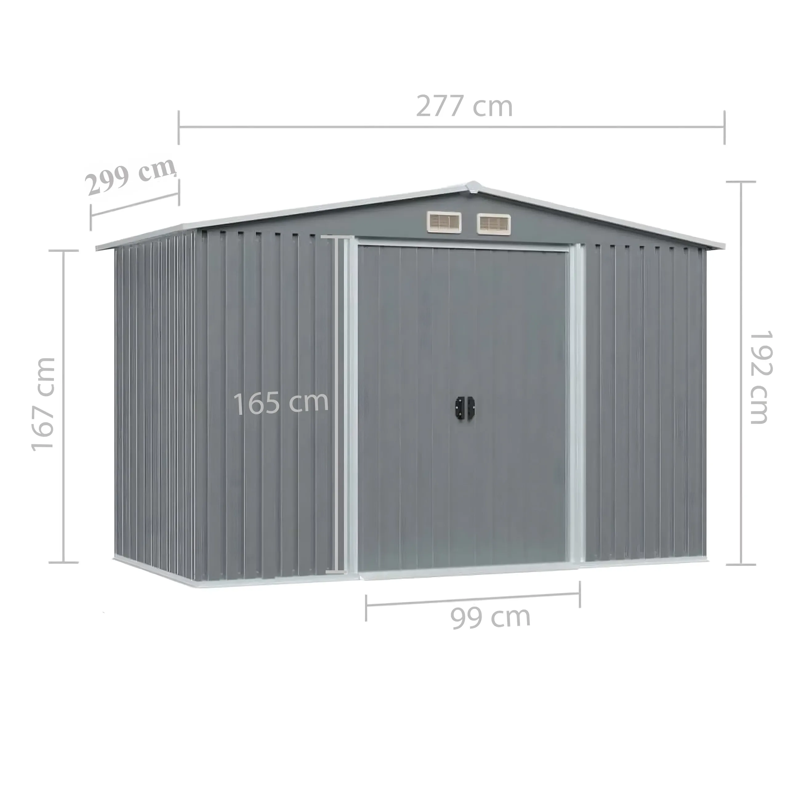 Domek Narzędziowy Ogrodowy Metalowy 277x299x192cm - obrazek 4